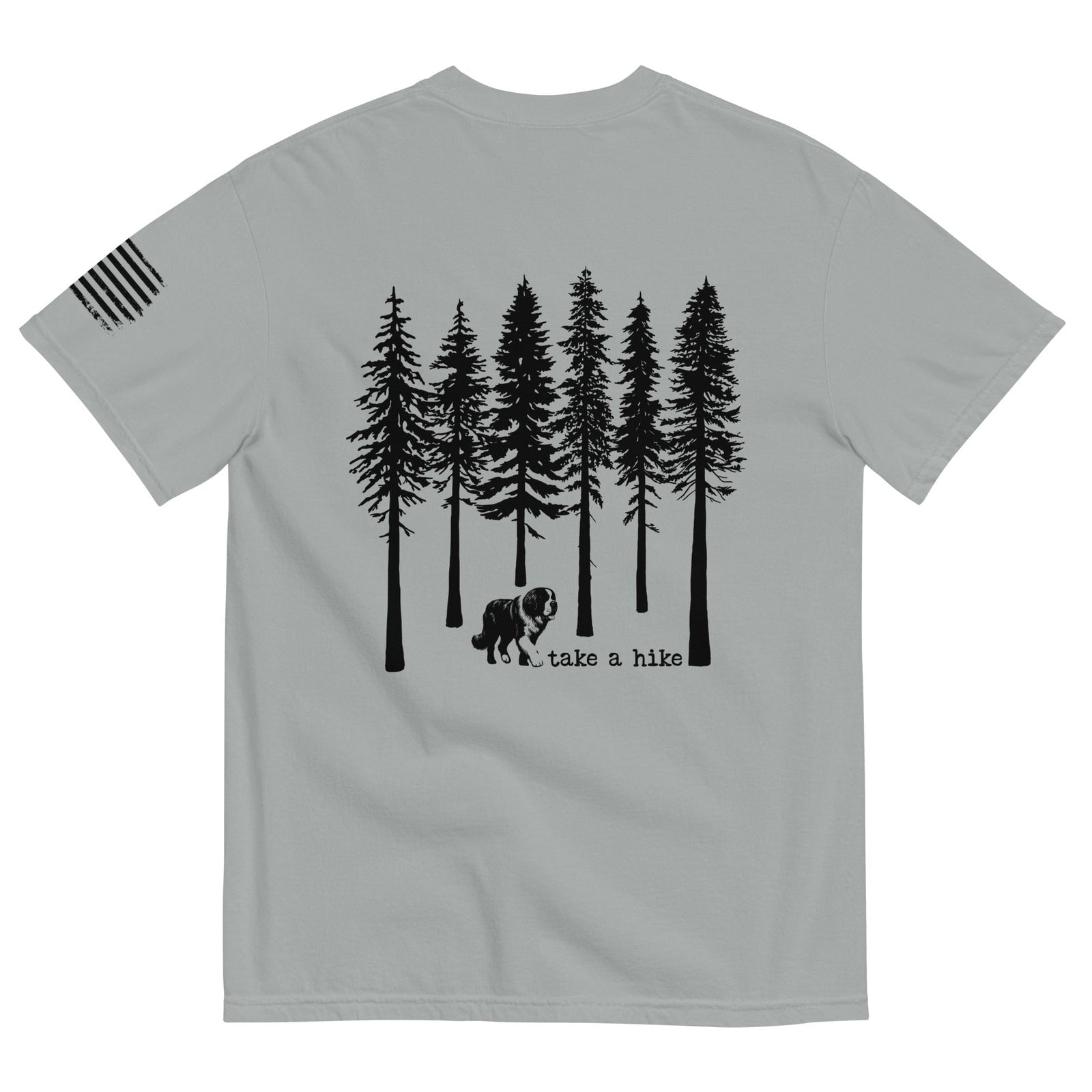Take a Hike Redwoods w USA Flag Comfort Colors Heavyweight T - Shirt - Light Colors - Lucy + Norman