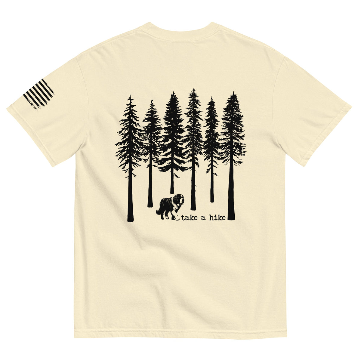 Take a Hike Redwoods w USA Flag Comfort Colors Heavyweight T - Shirt - Light Colors - Lucy + Norman