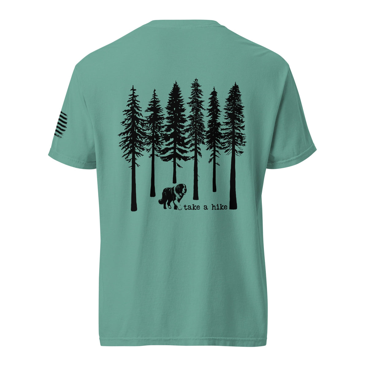 Take a Hike Redwoods w USA Flag Comfort Colors Heavyweight T - Shirt - Light Colors - Lucy + Norman