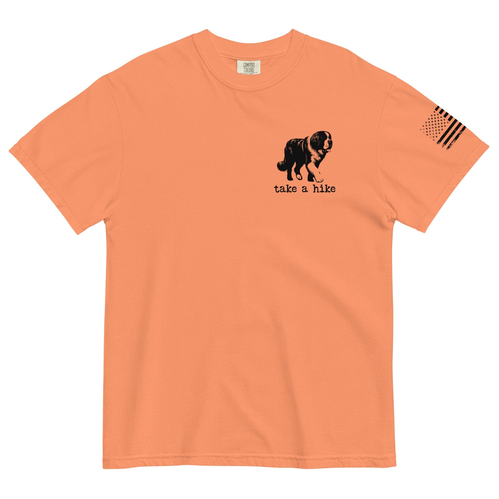 Take a Hike Redwoods w USA Flag Comfort Colors Heavyweight T - Shirt - Light Colors - Lucy + Norman