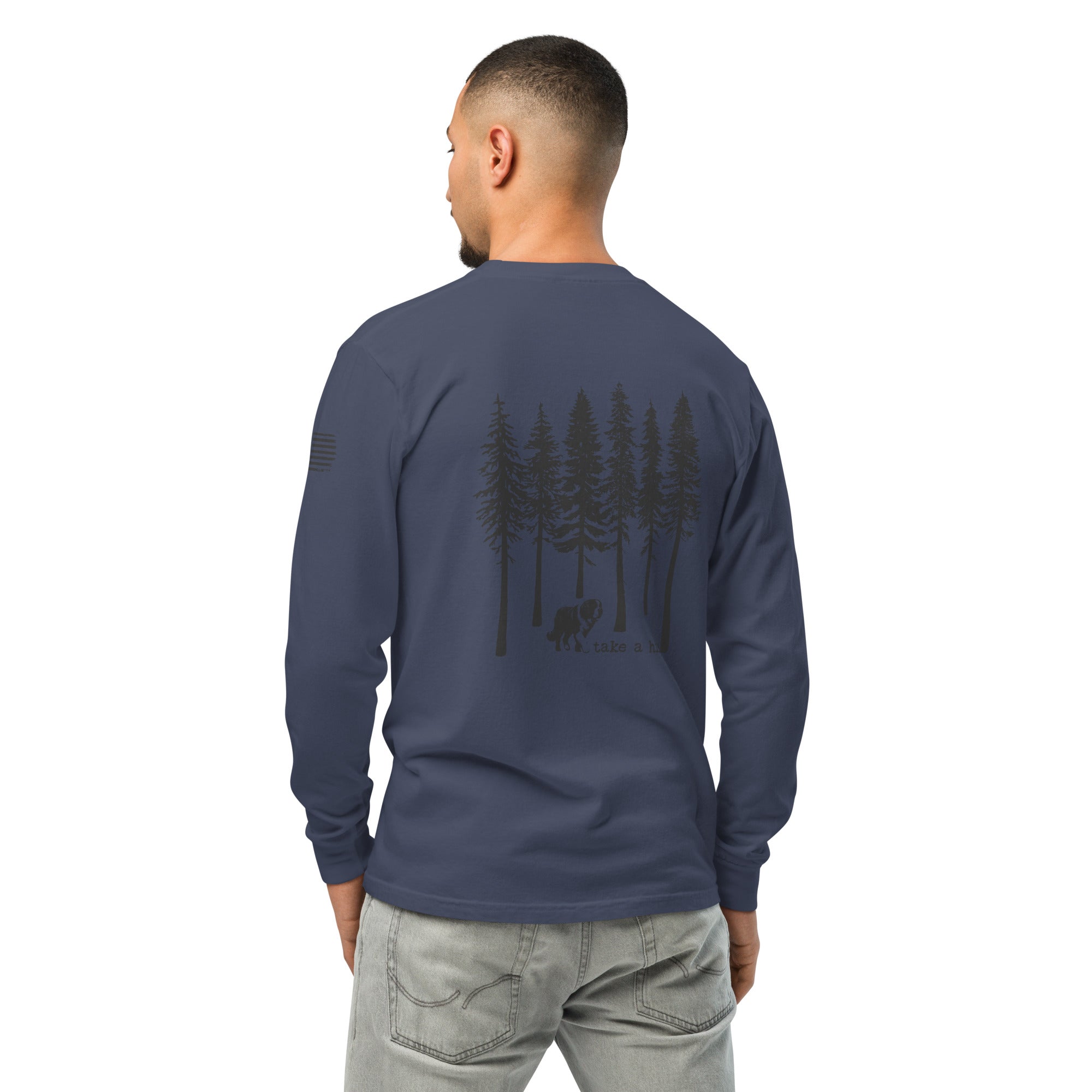 Take a Hike Redwoods with USA Flag Comfort Colors Heavyweight Long Sleeve - Lucy + Norman