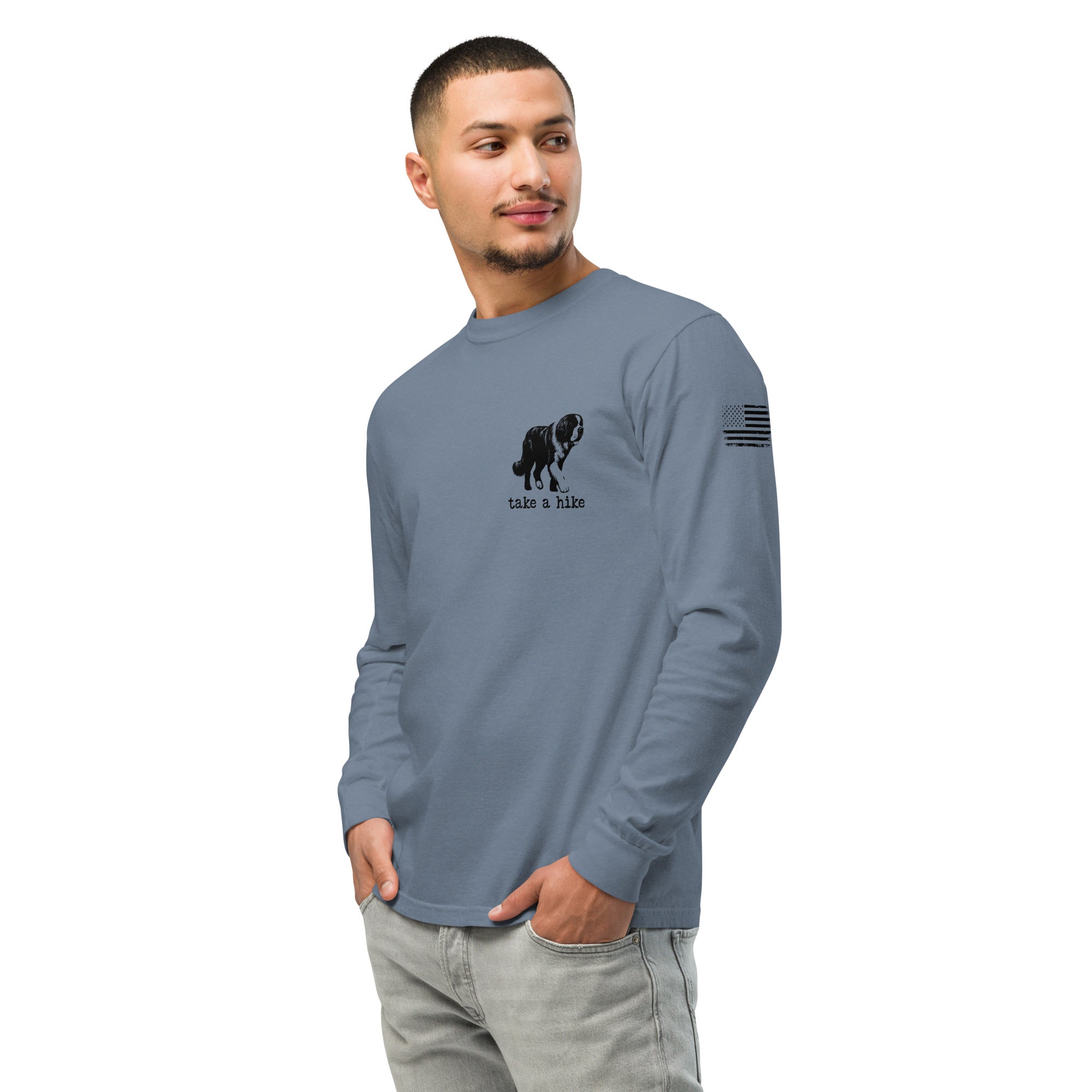 Take a Hike Redwoods with USA Flag Comfort Colors Heavyweight Long Sleeve - Lucy + Norman