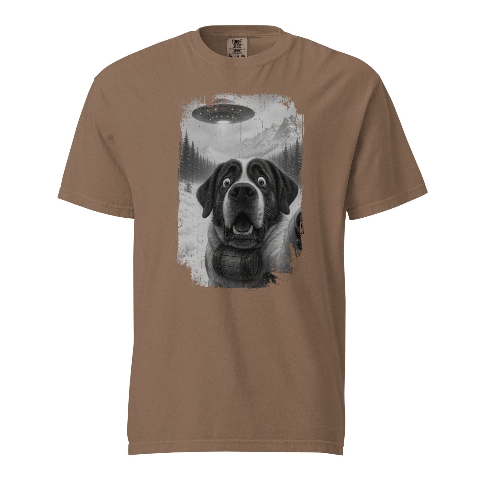 UFO Mountain Saint Bernard Selfie T-Shirt - Lucy + Norman