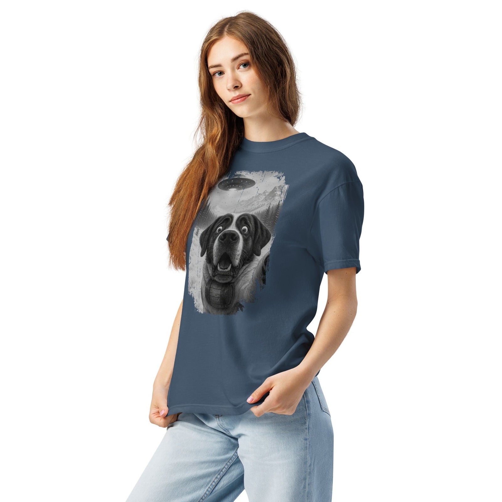 UFO Mountain Saint Bernard Selfie T-Shirt - Lucy + Norman