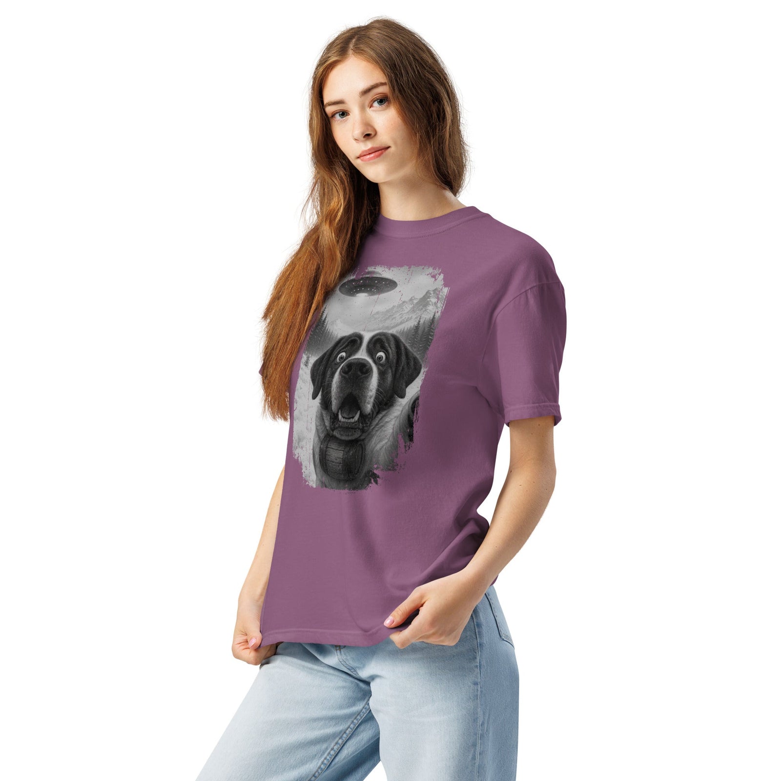 UFO Mountain Saint Bernard Selfie T-Shirt - Lucy + Norman