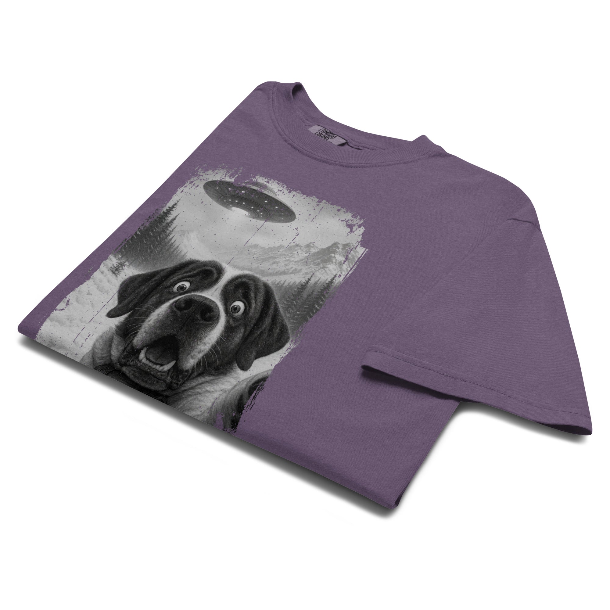 UFO Mountain Saint Bernard Selfie T-Shirt - Lucy + Norman