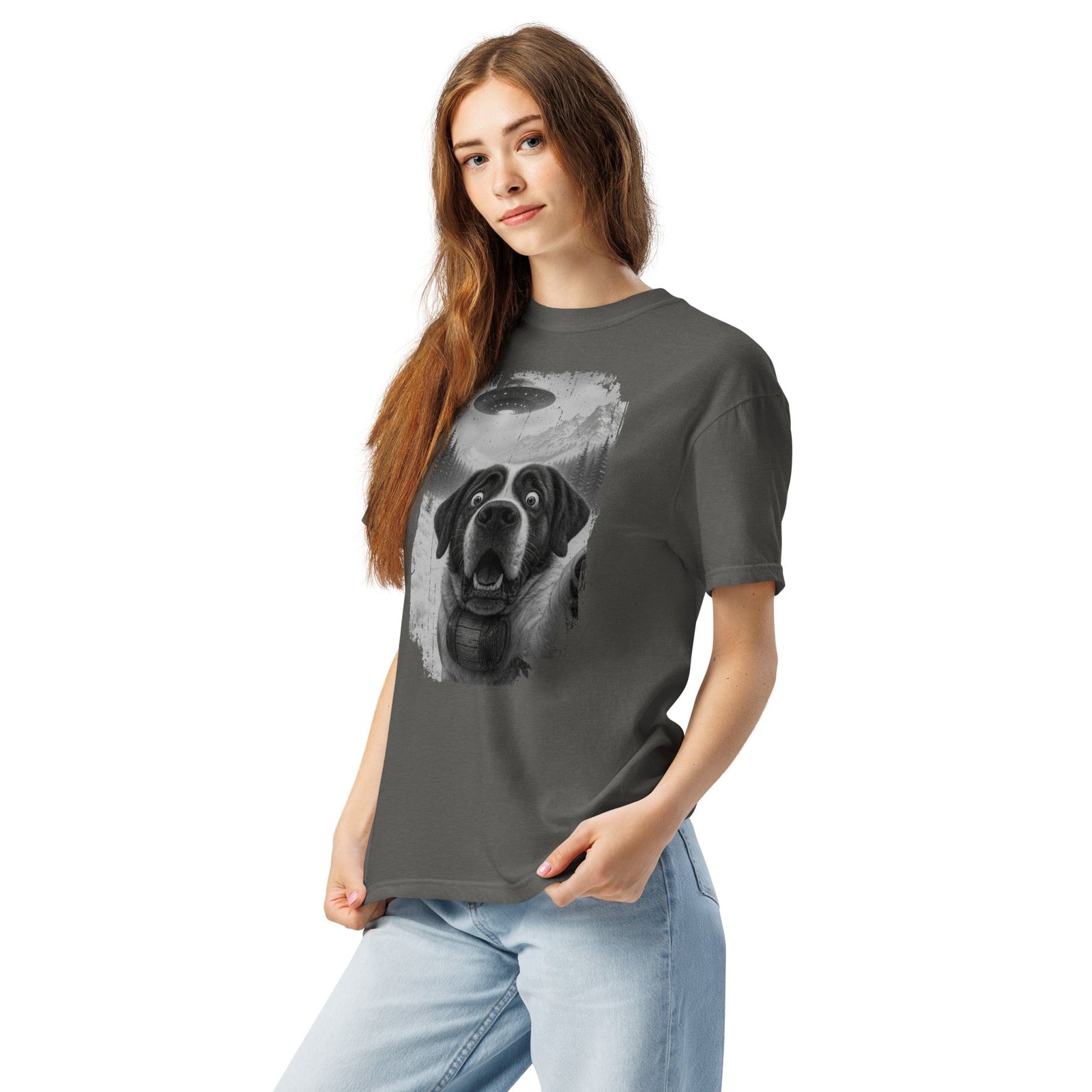 UFO Mountain Saint Bernard Selfie T-Shirt - Lucy + Norman