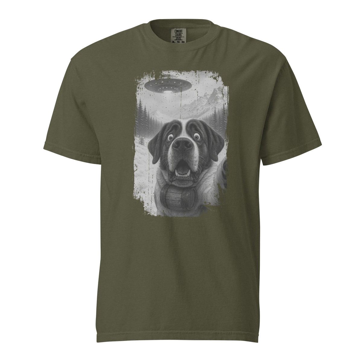 UFO Mountain Saint Bernard Selfie T-Shirt - Lucy + Norman