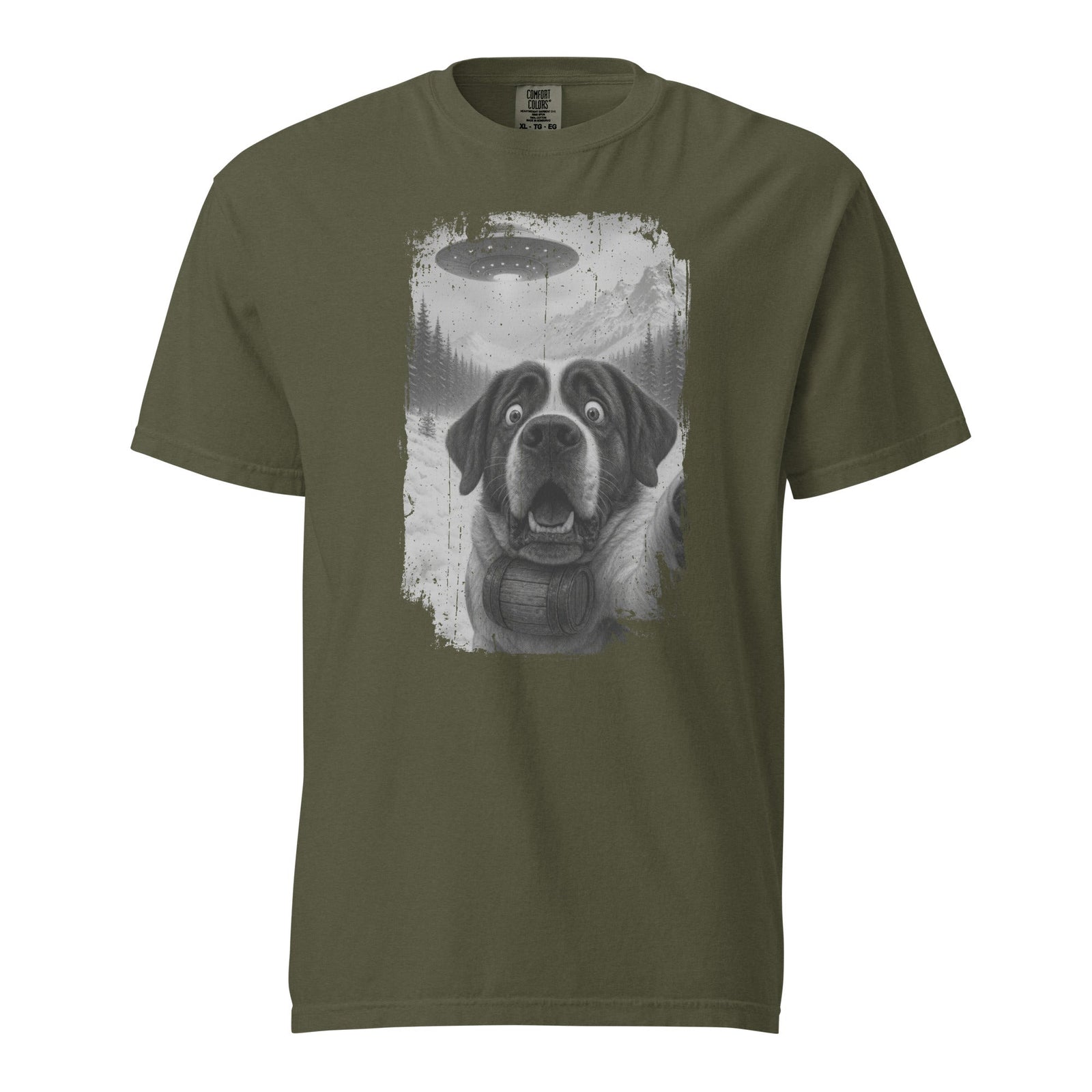 UFO Mountain Saint Bernard Selfie T-Shirt - Lucy + Norman