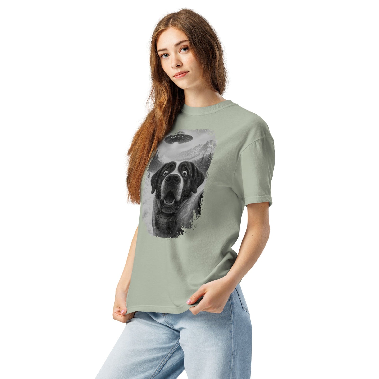 UFO Mountain Saint Bernard Selfie T-Shirt - Lucy + Norman