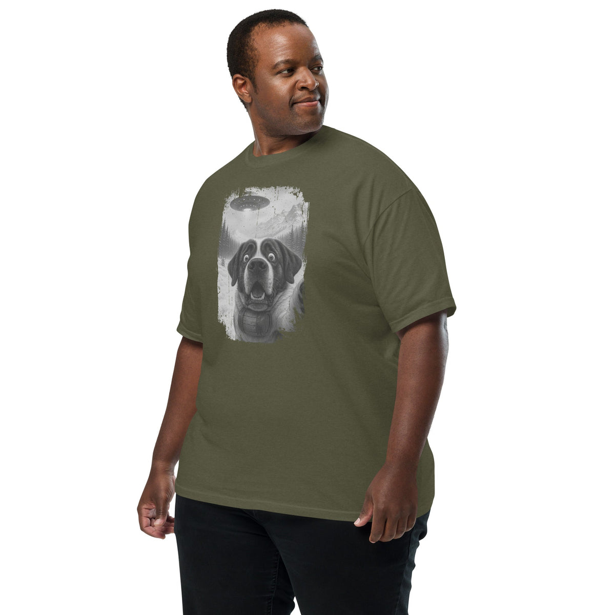 UFO Mountain Saint Bernard Selfie T-Shirt - Lucy + Norman
