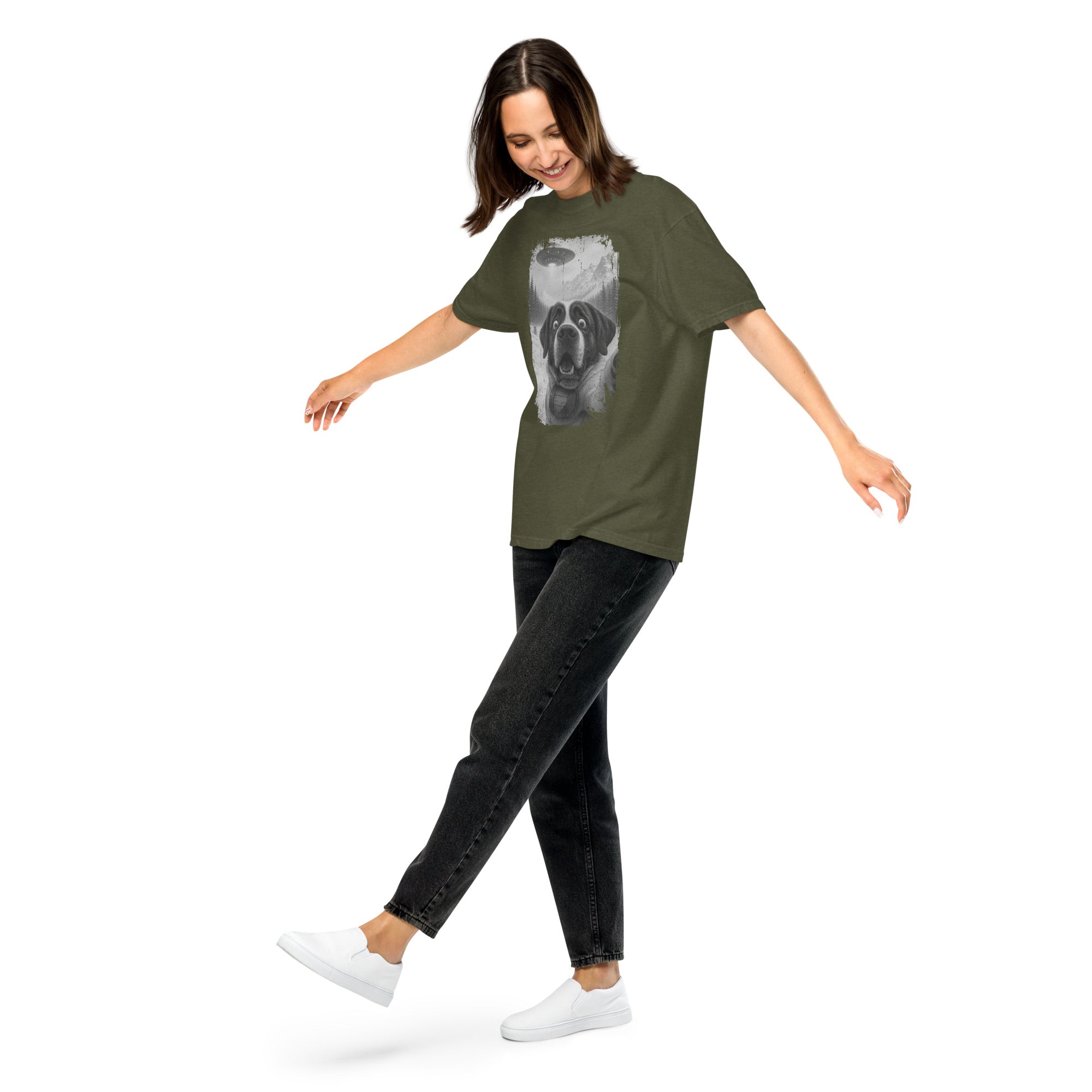 UFO Mountain Saint Bernard Selfie T-Shirt - Lucy + Norman