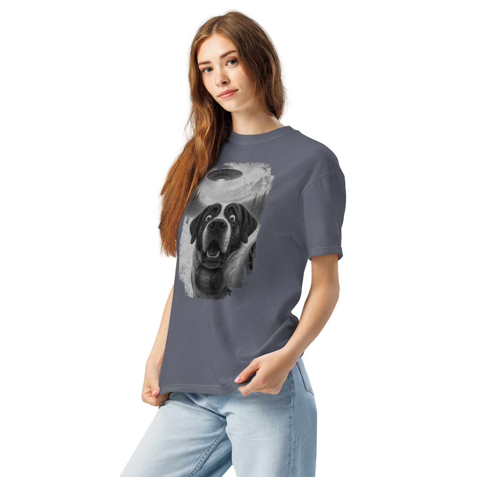 UFO Mountain Saint Bernard Selfie T-Shirt - Lucy + Norman