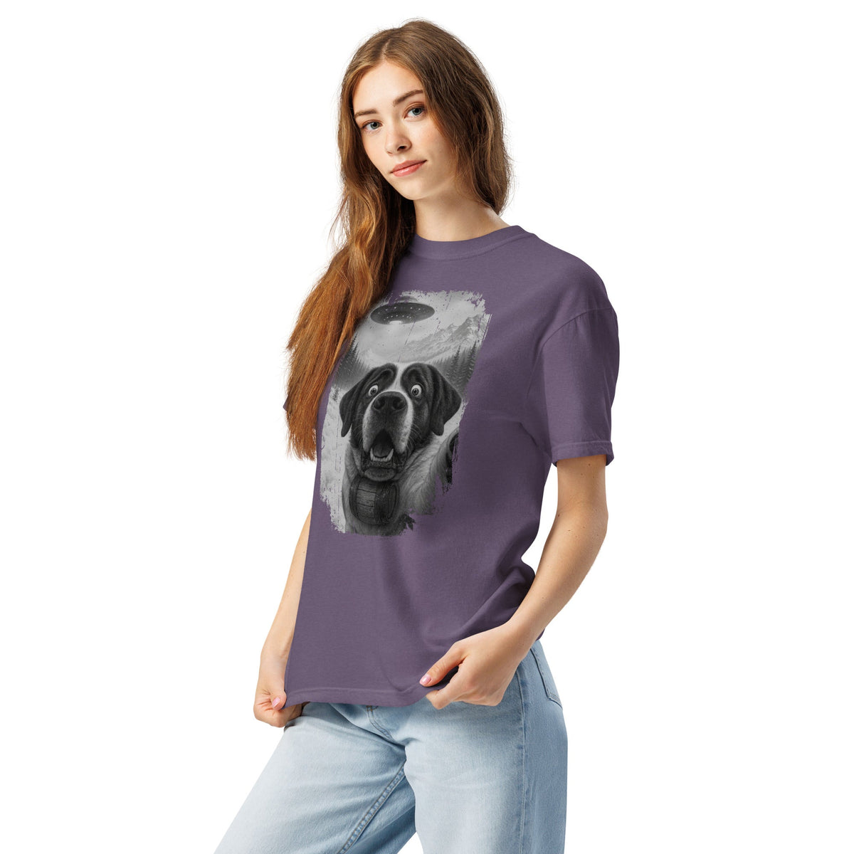 UFO Mountain Saint Bernard Selfie T-Shirt - Lucy + Norman