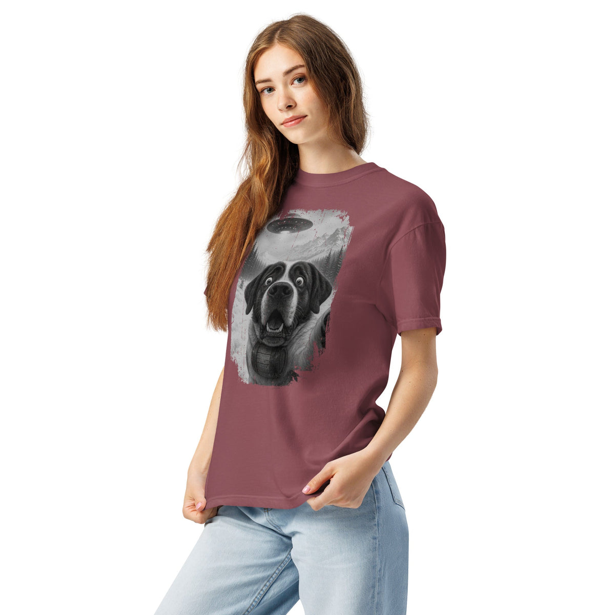 UFO Mountain Saint Bernard Selfie T-Shirt - Lucy + Norman