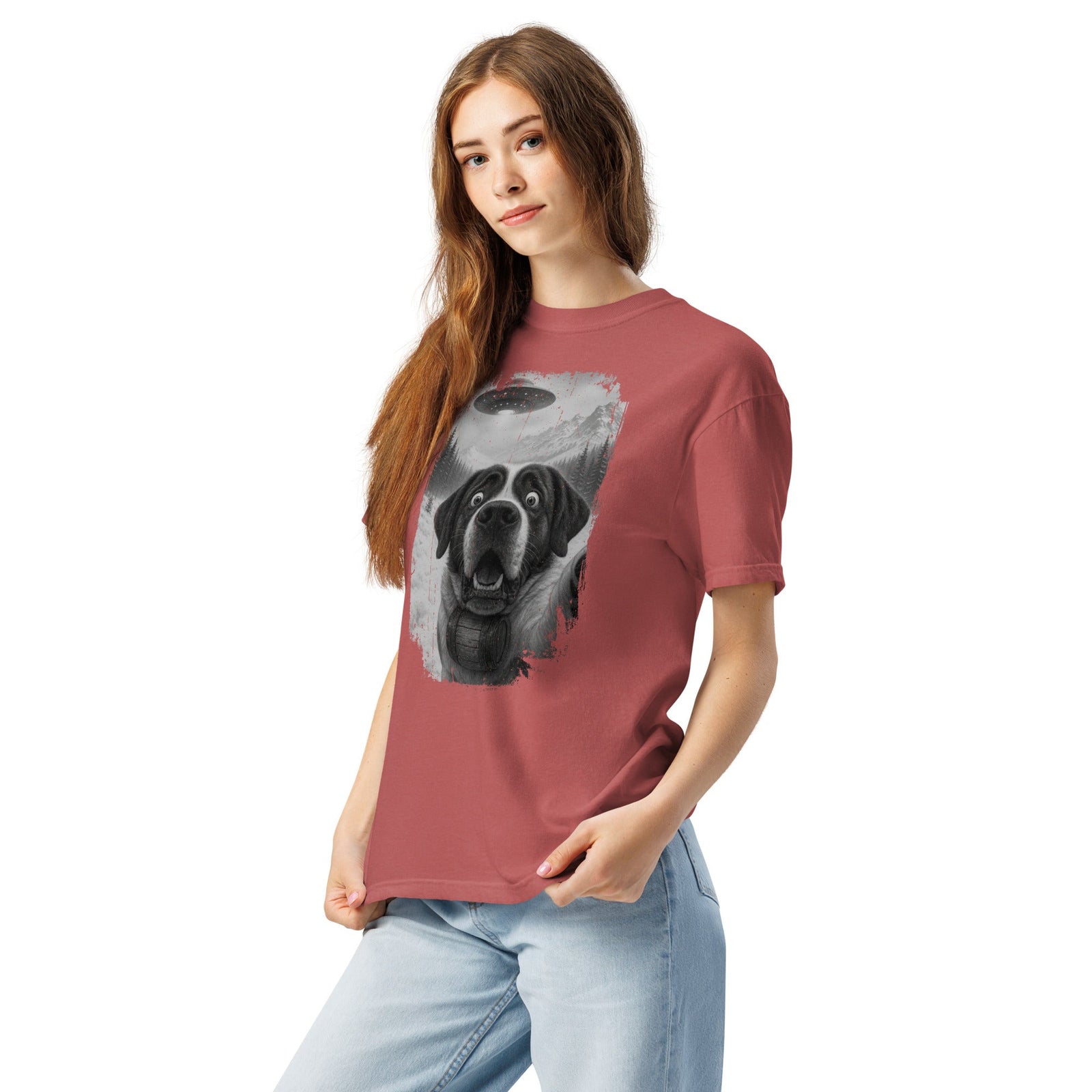 UFO Mountain Saint Bernard Selfie T-Shirt - Lucy + Norman