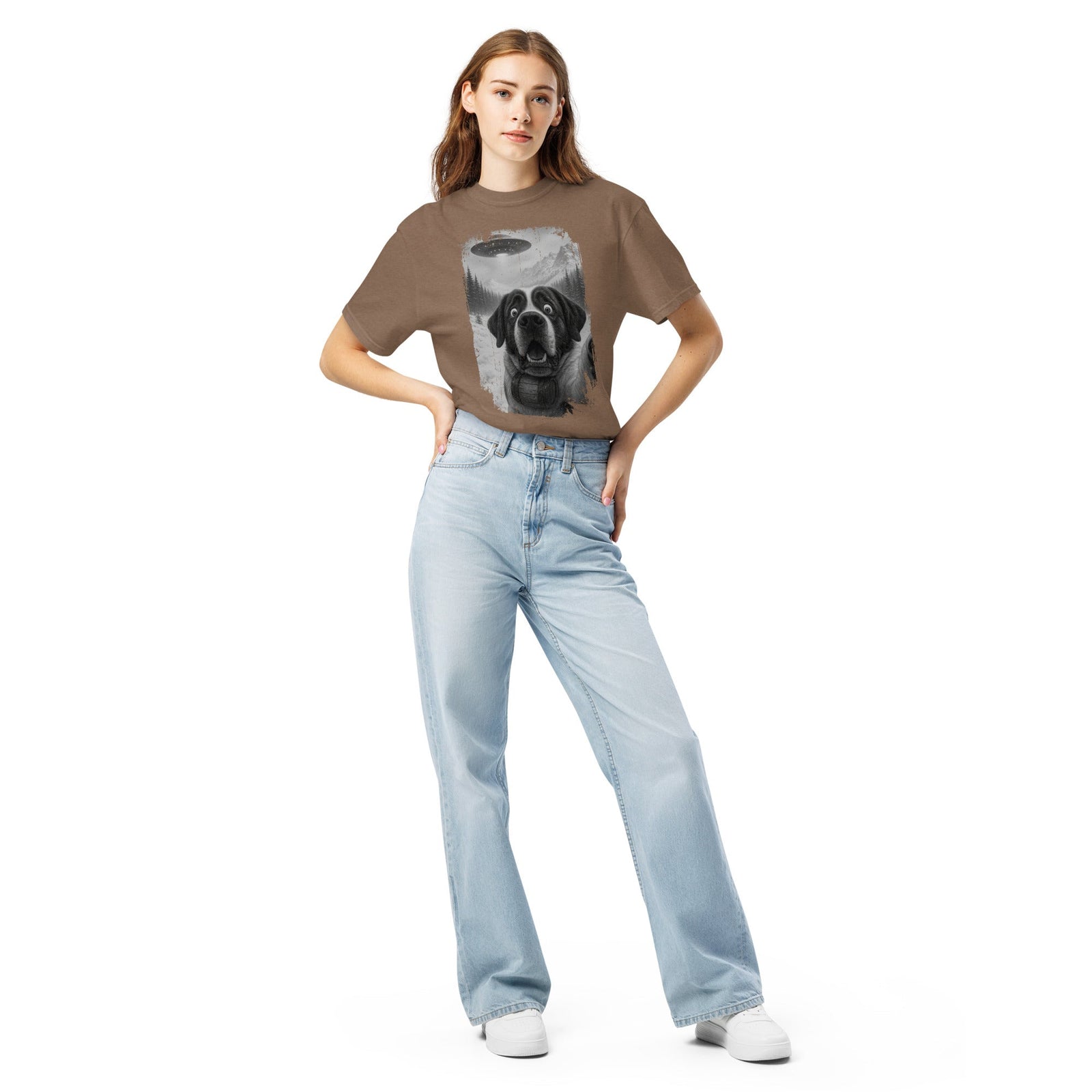 UFO Mountain Saint Bernard Selfie T-Shirt - Lucy + Norman