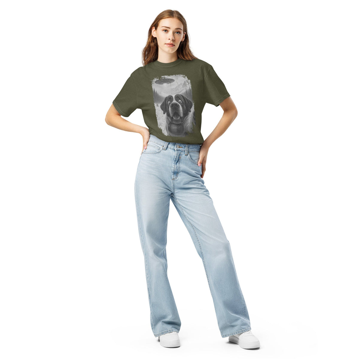 UFO Mountain Saint Bernard Selfie T-Shirt - Lucy + Norman