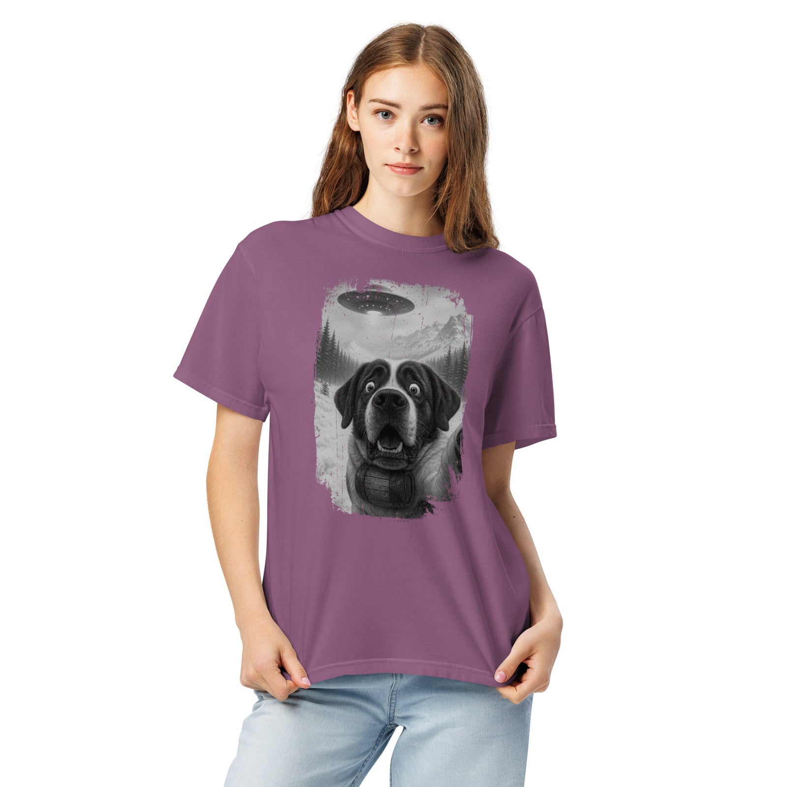 UFO Mountain Saint Bernard Selfie T-Shirt - Lucy + Norman