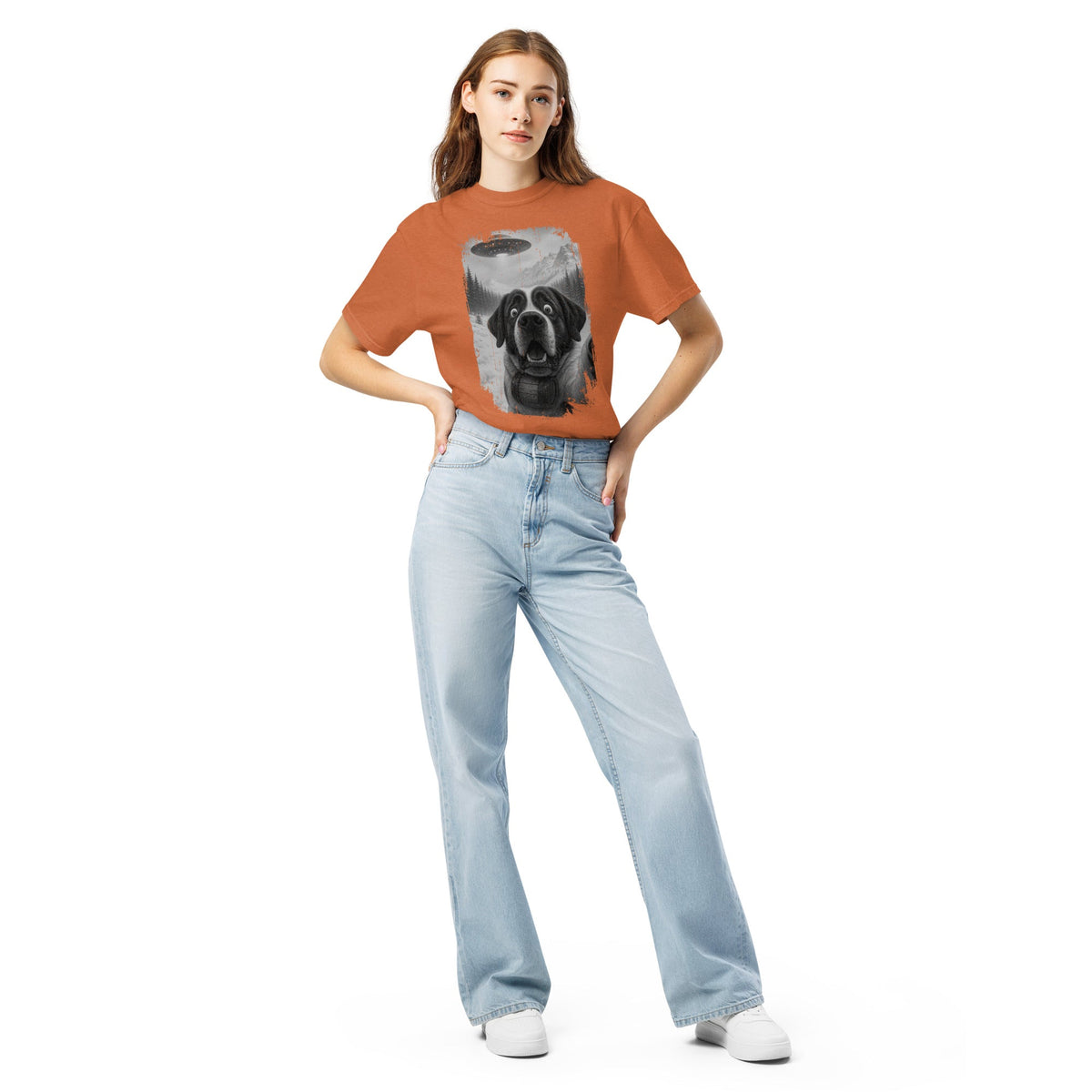 UFO Mountain Saint Bernard Selfie T-Shirt - Lucy + Norman