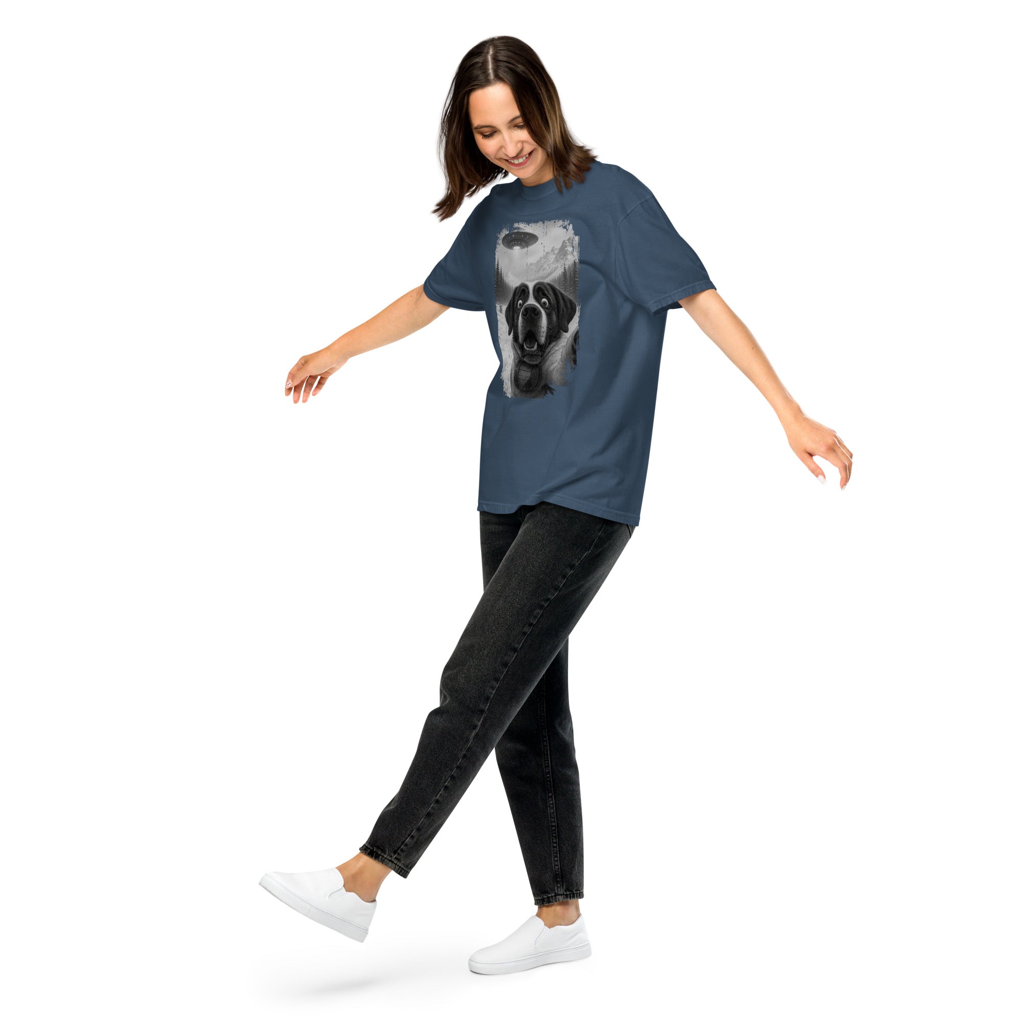 UFO Mountain Saint Bernard Selfie T-Shirt - Lucy + Norman