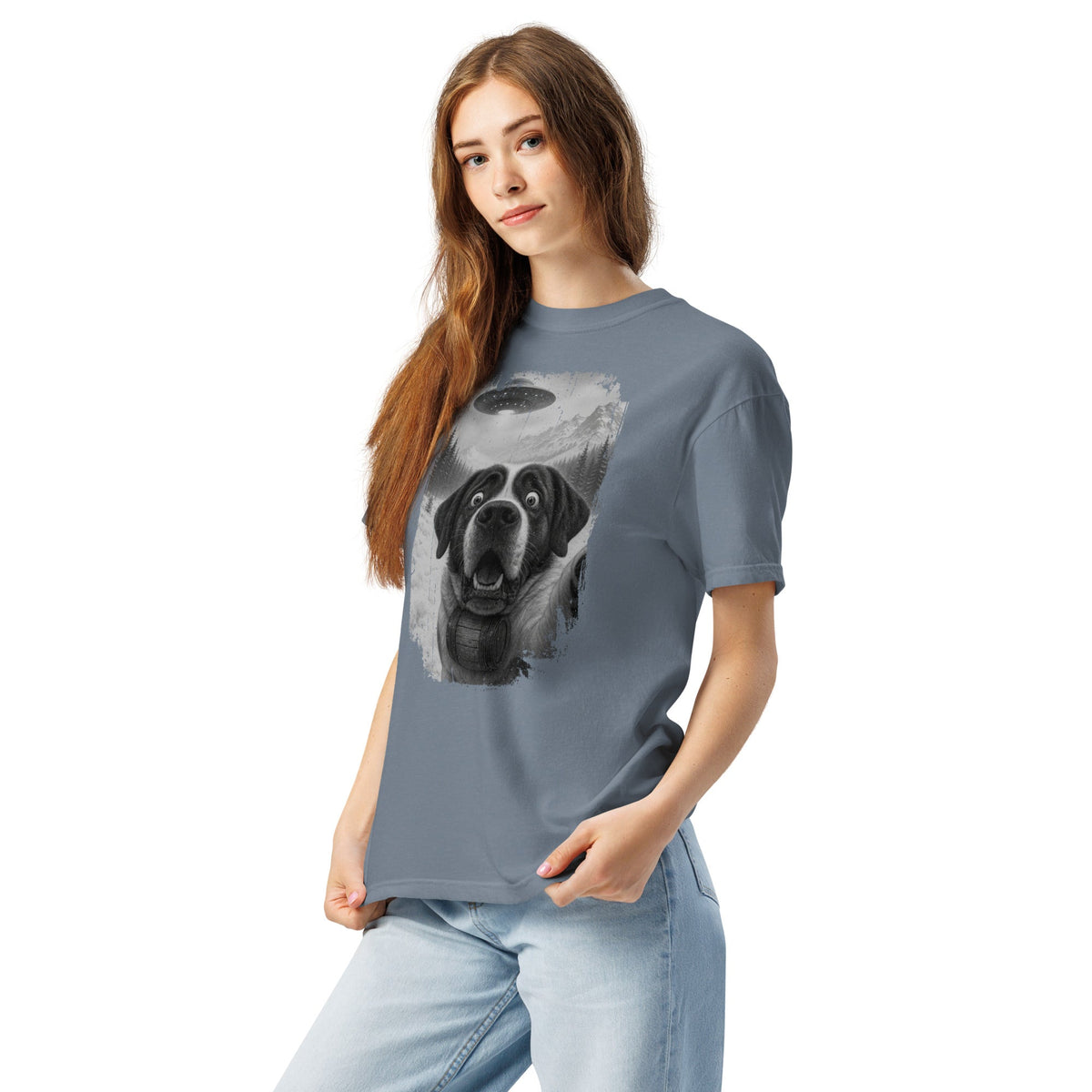 UFO Mountain Saint Bernard Selfie T-Shirt - Lucy + Norman