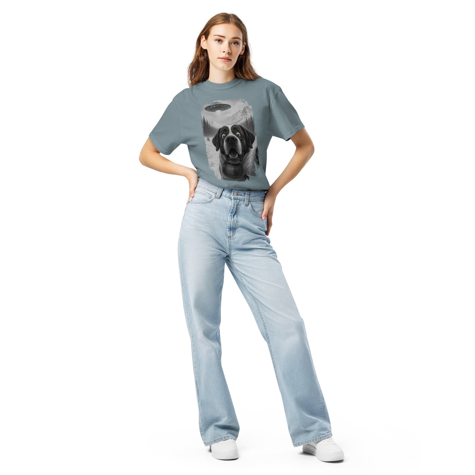 UFO Mountain Saint Bernard Selfie T-Shirt - Lucy + Norman