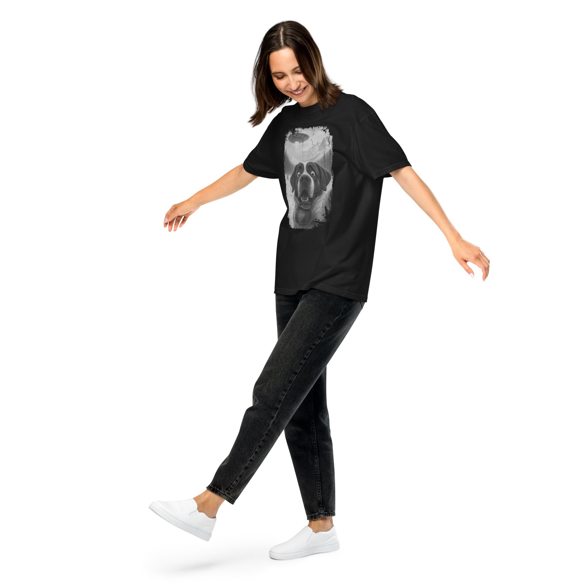 UFO Mountain Saint Bernard Selfie T-Shirt - Lucy + Norman