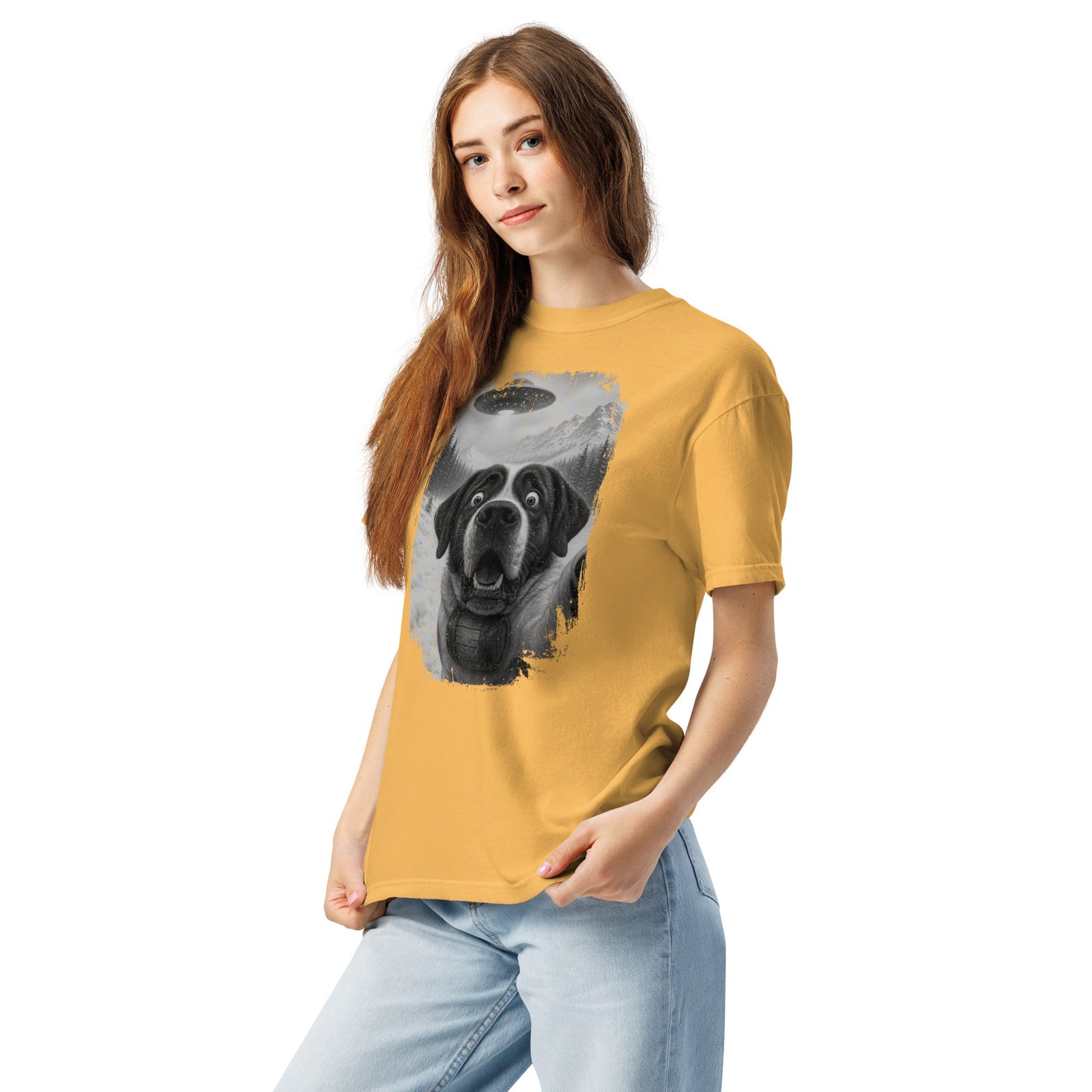 UFO Mountain Saint Bernard Selfie T-Shirt - Lucy + Norman
