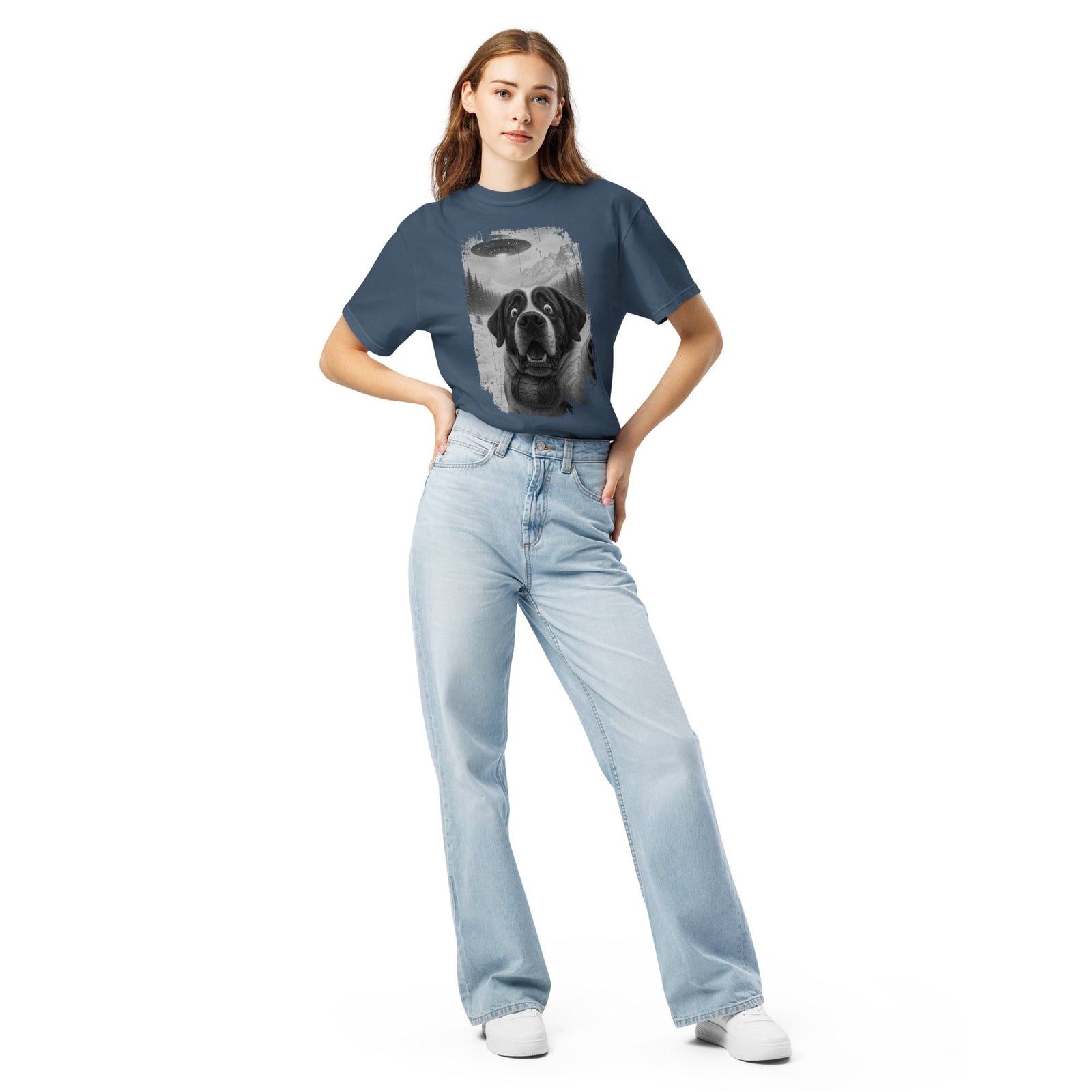 UFO Mountain Saint Bernard Selfie T-Shirt - Lucy + Norman