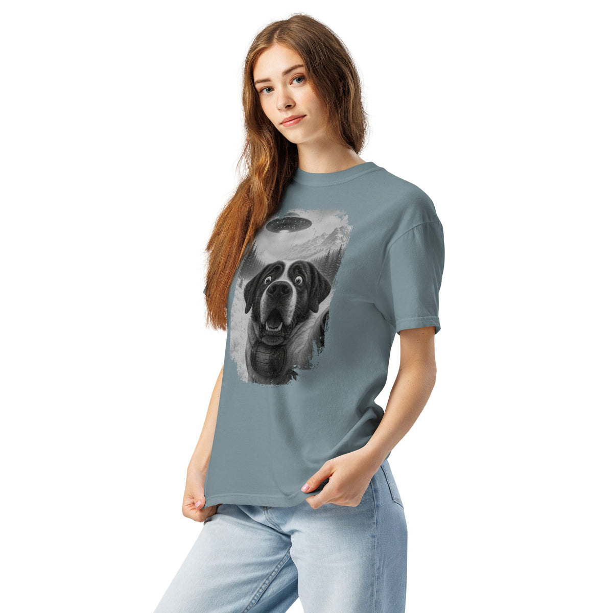 UFO Mountain Saint Bernard Selfie T-Shirt - Lucy + Norman