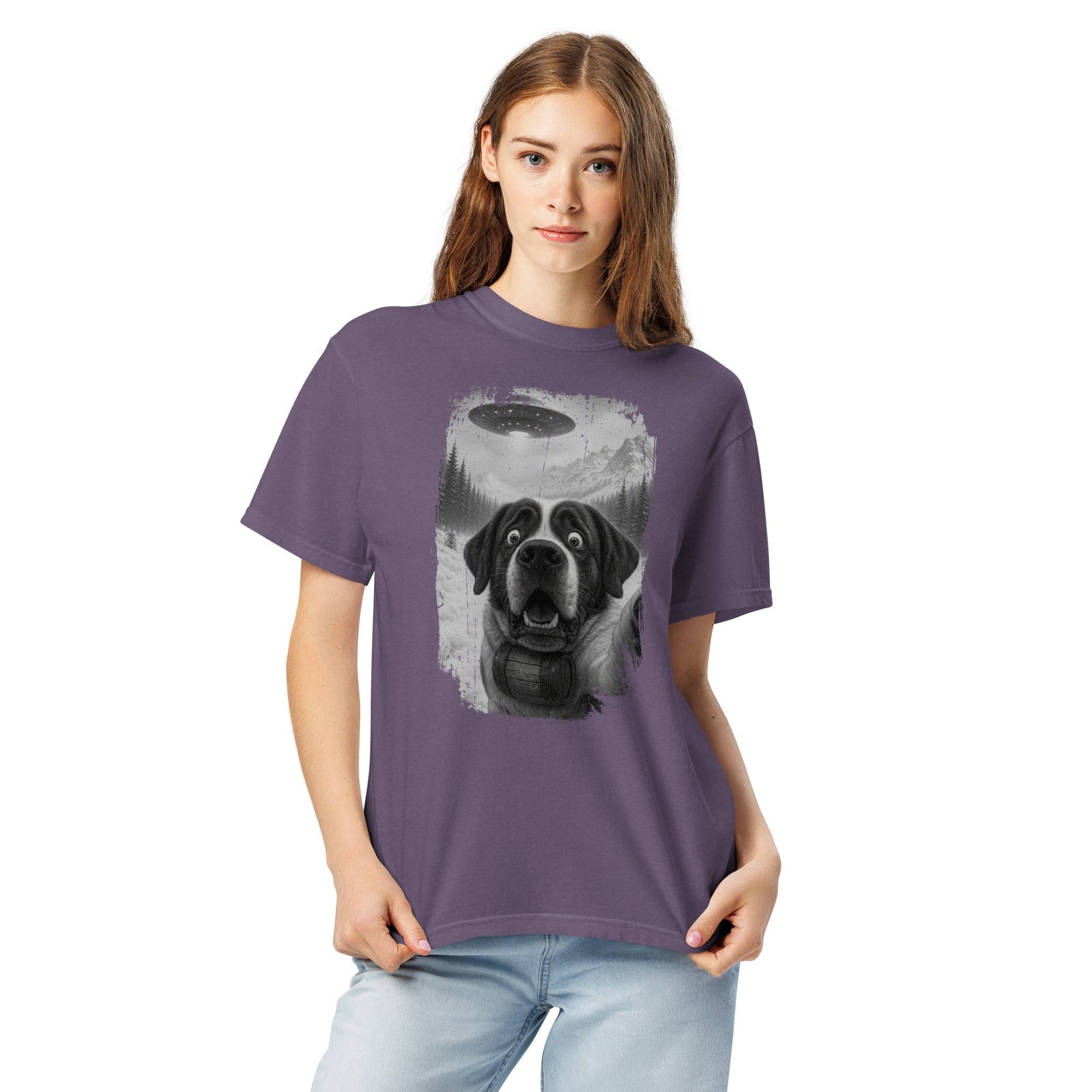 UFO Mountain Saint Bernard Selfie T-Shirt - Lucy + Norman