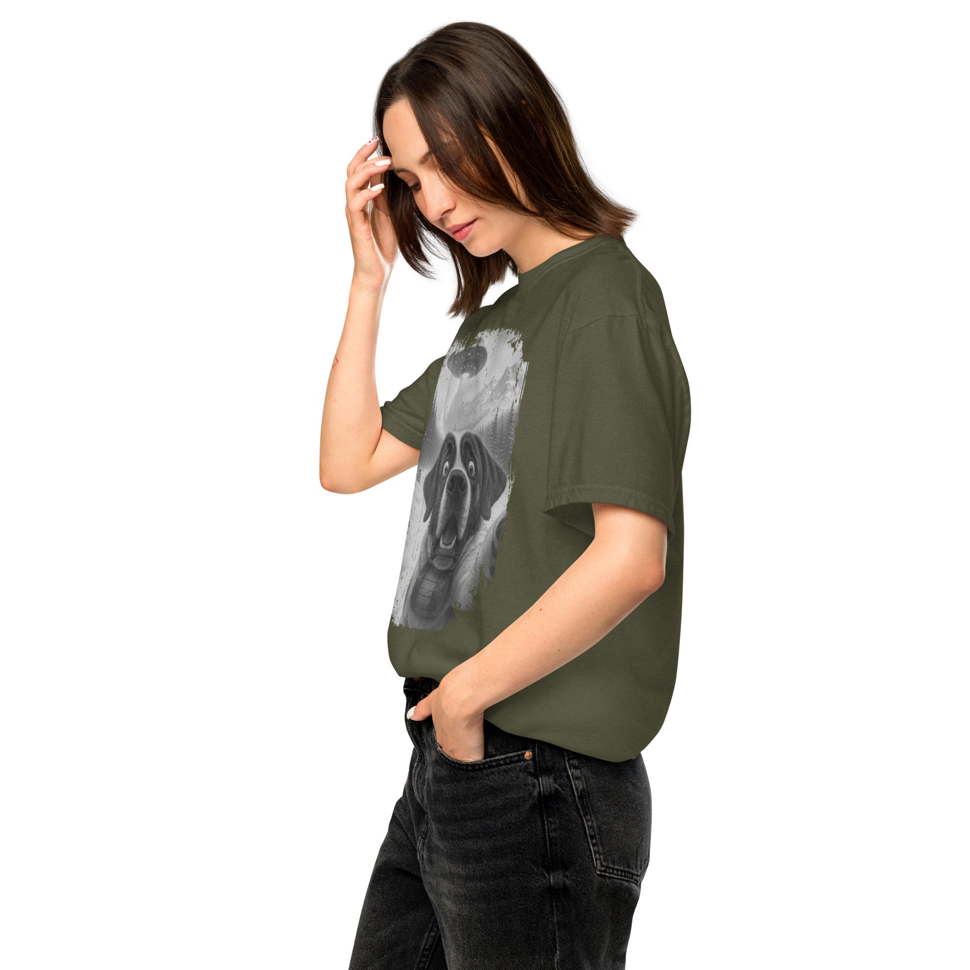 UFO Mountain Saint Bernard Selfie T-Shirt - Lucy + Norman