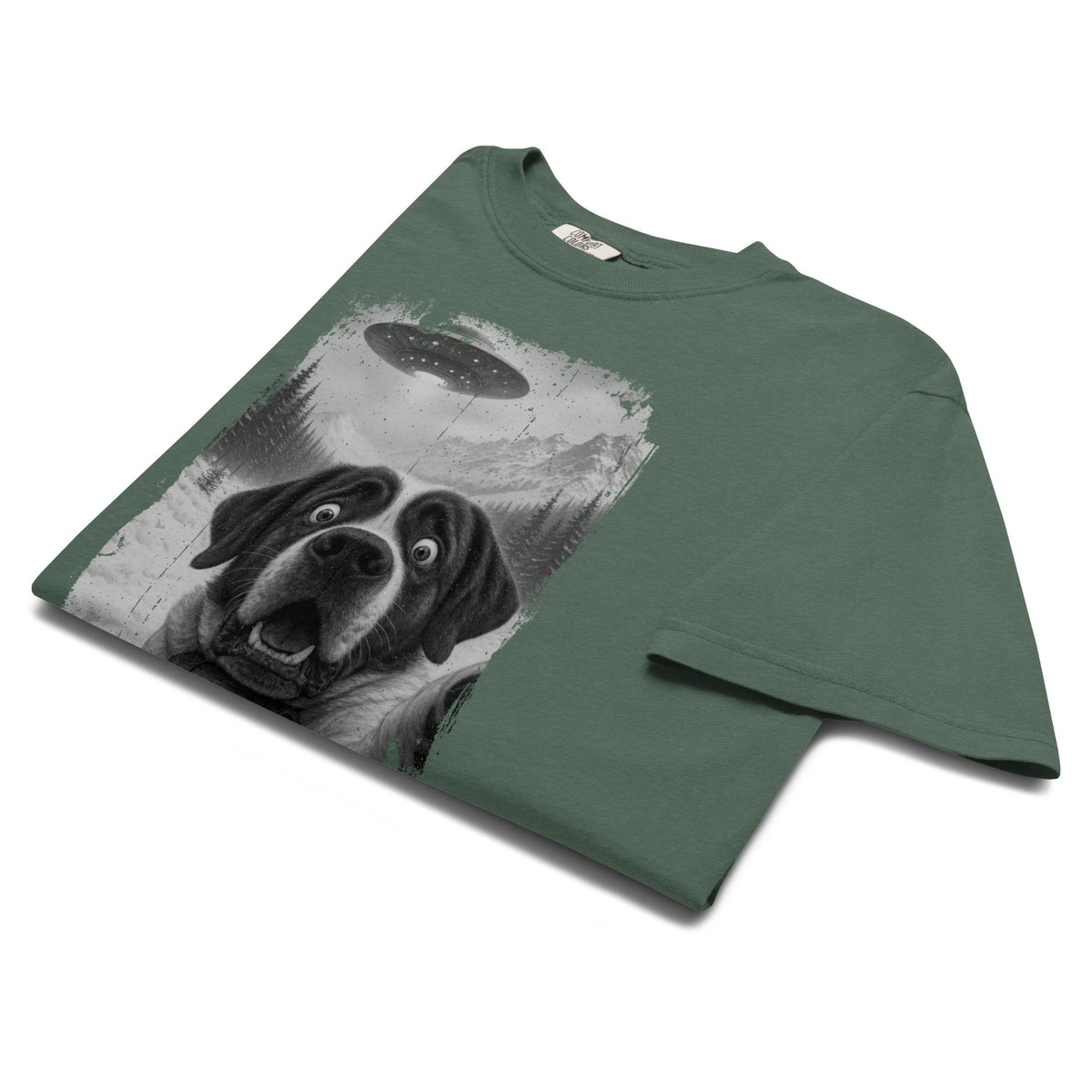 UFO Mountain Saint Bernard Selfie T-Shirt - Lucy + Norman