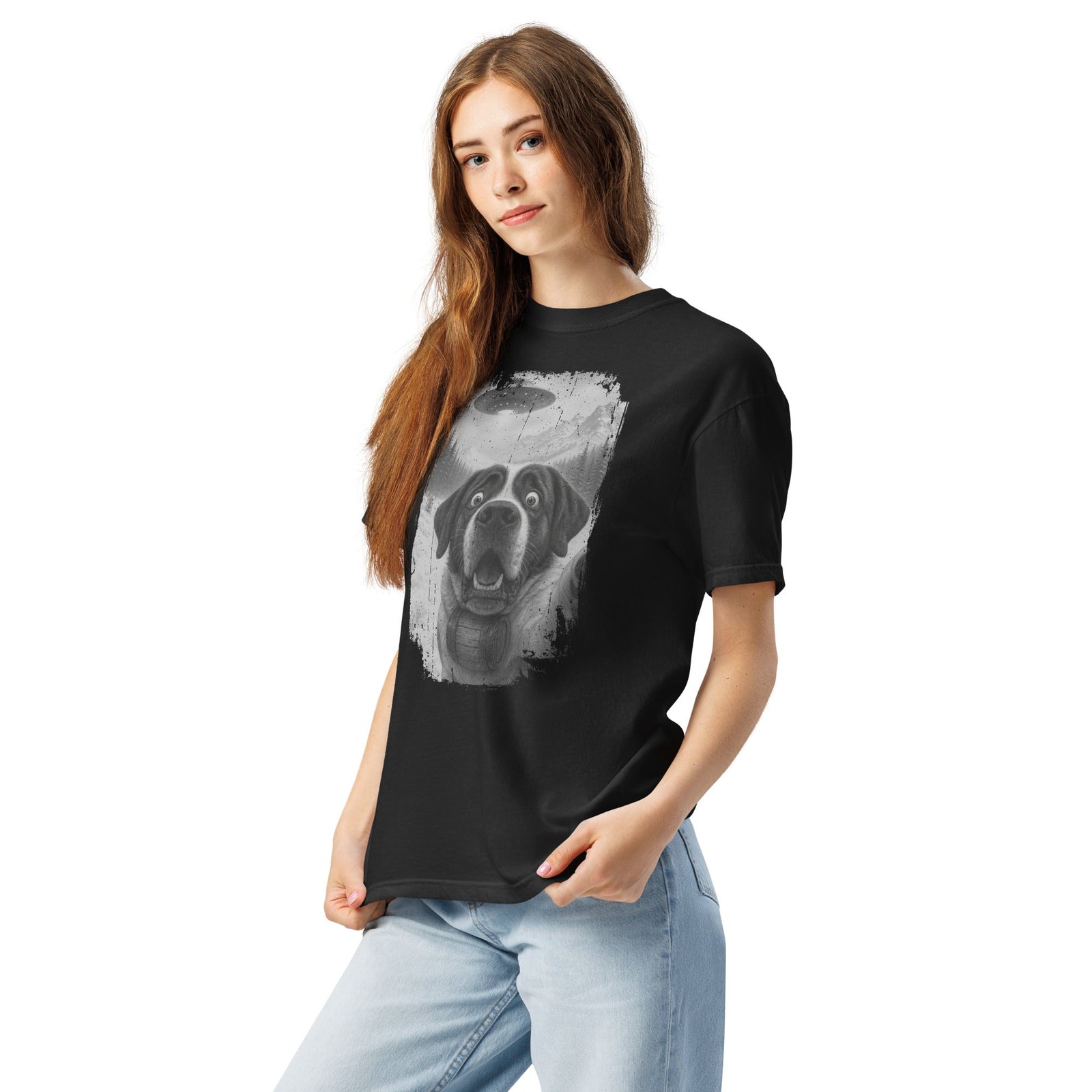 UFO Mountain Saint Bernard Selfie T-Shirt - Lucy + Norman