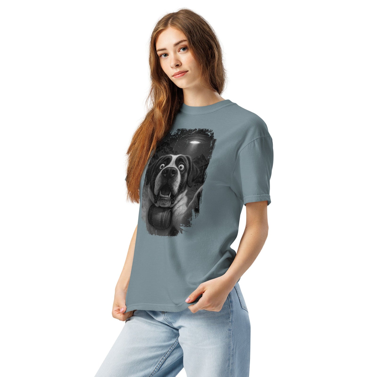 UFO Mountain Scaredy St Bernard T-Shirt - Lucy + Norman