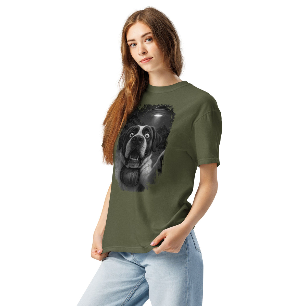 UFO Mountain Scaredy St Bernard T-Shirt - Lucy + Norman
