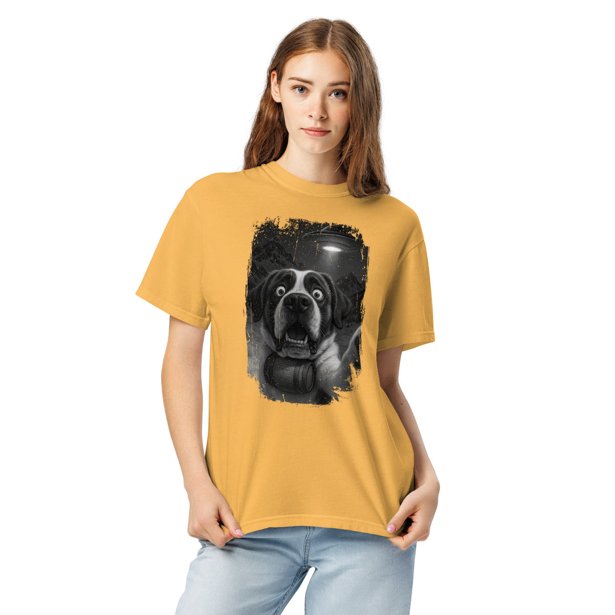 UFO Mountain Scaredy St Bernard T-Shirt - Lucy + Norman