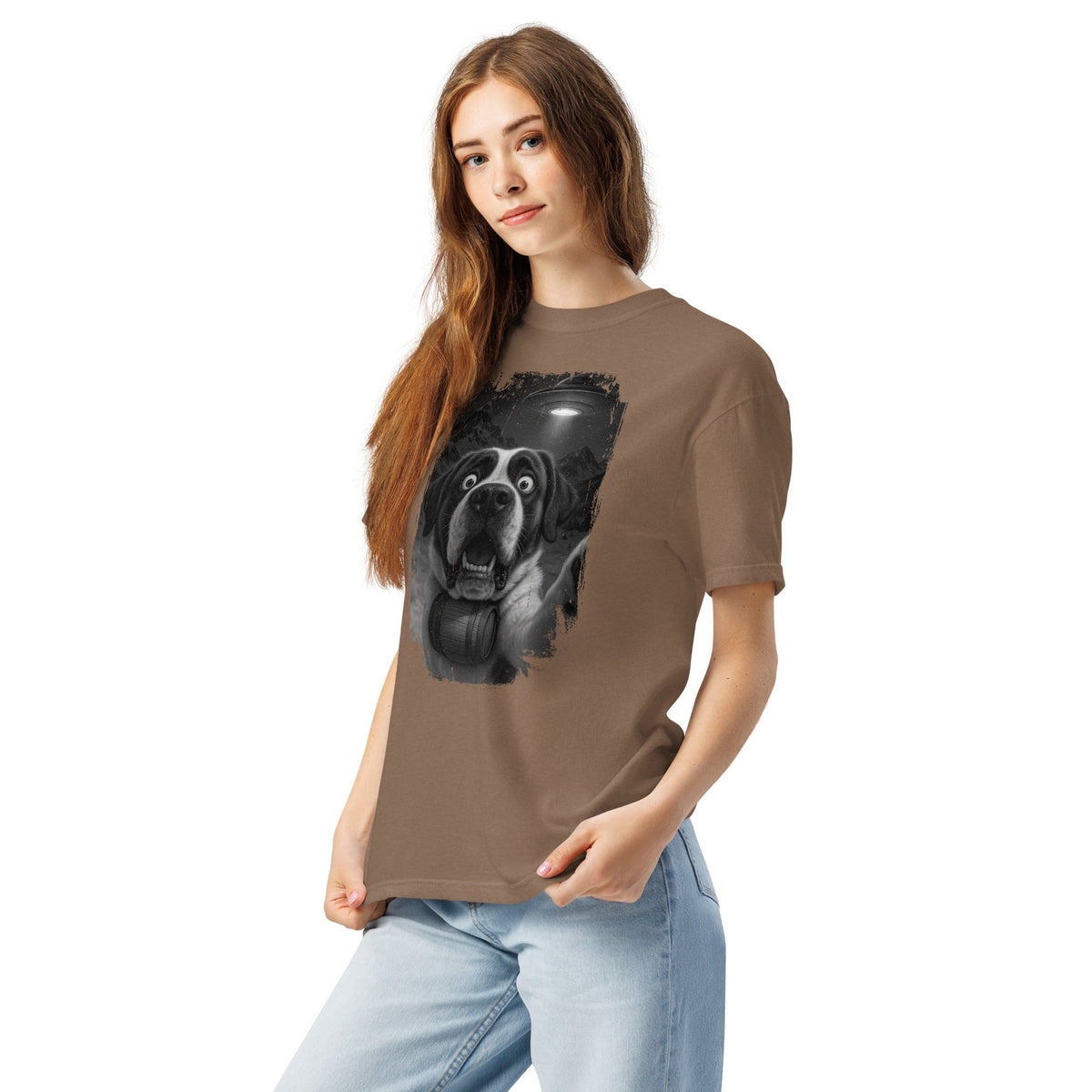 UFO Mountain Scaredy St Bernard T-Shirt - Lucy + Norman