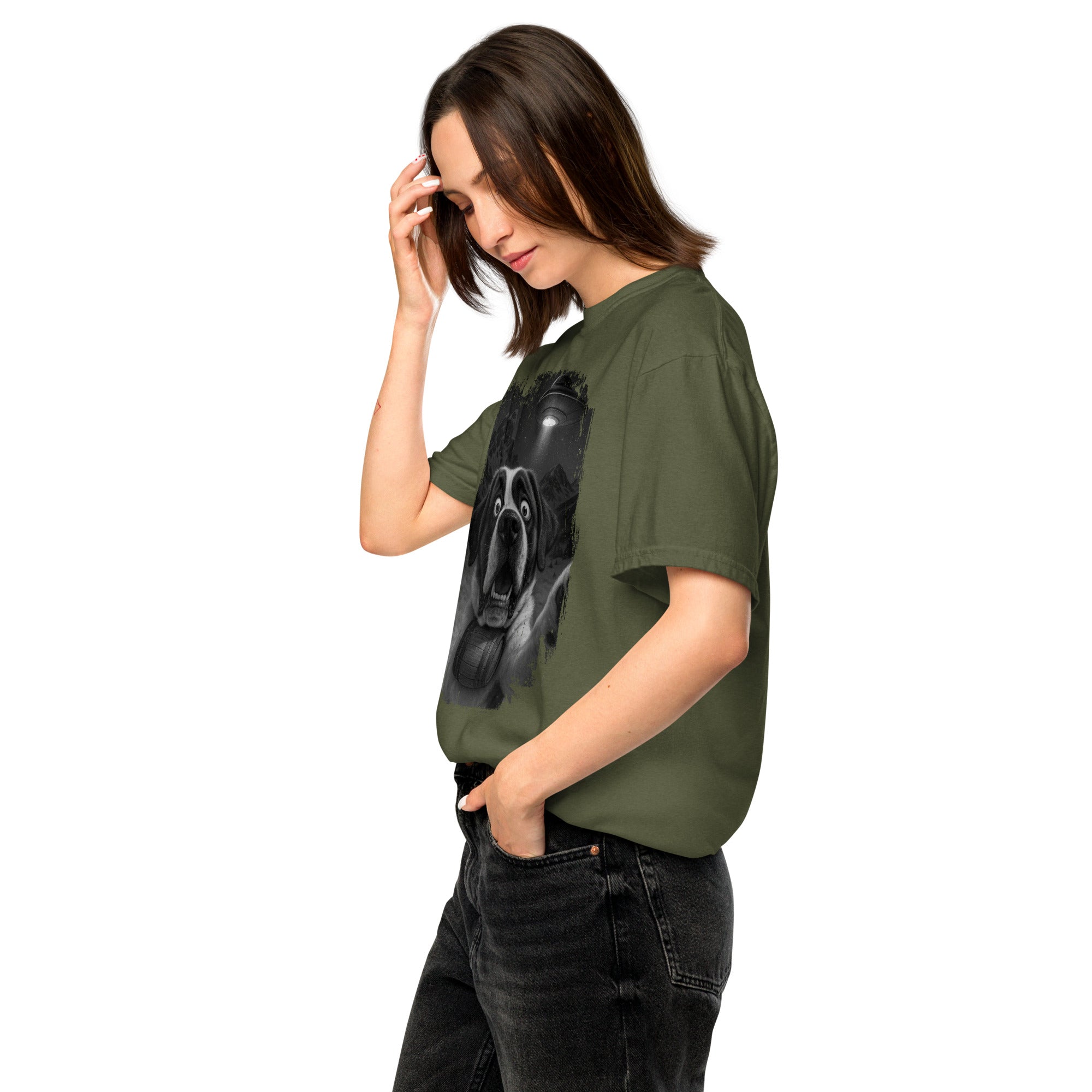 UFO Mountain Scaredy St Bernard T-Shirt - Lucy + Norman