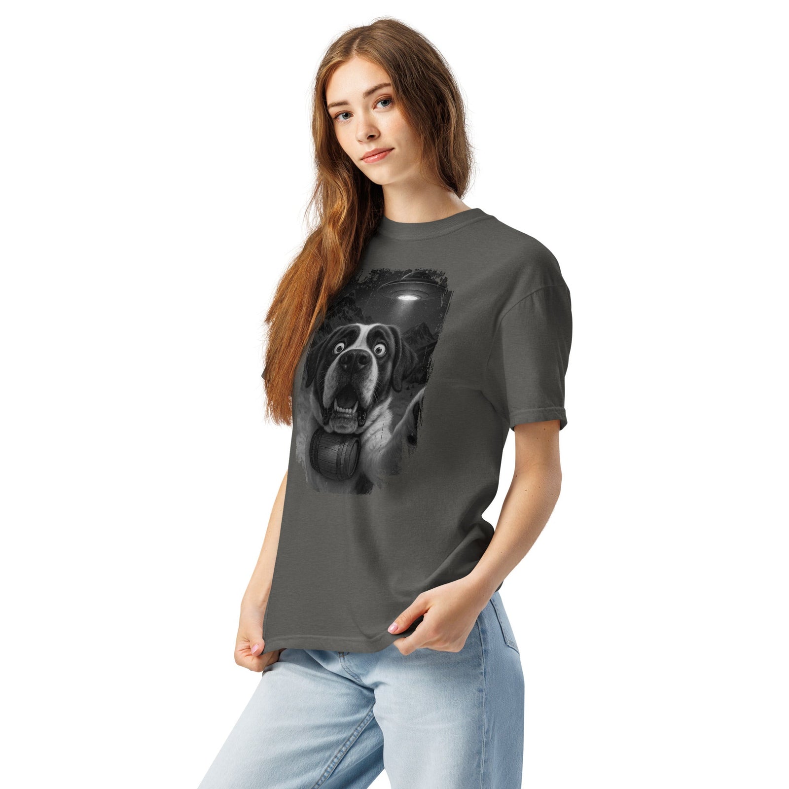 UFO Mountain Scaredy St Bernard T-Shirt - Lucy + Norman
