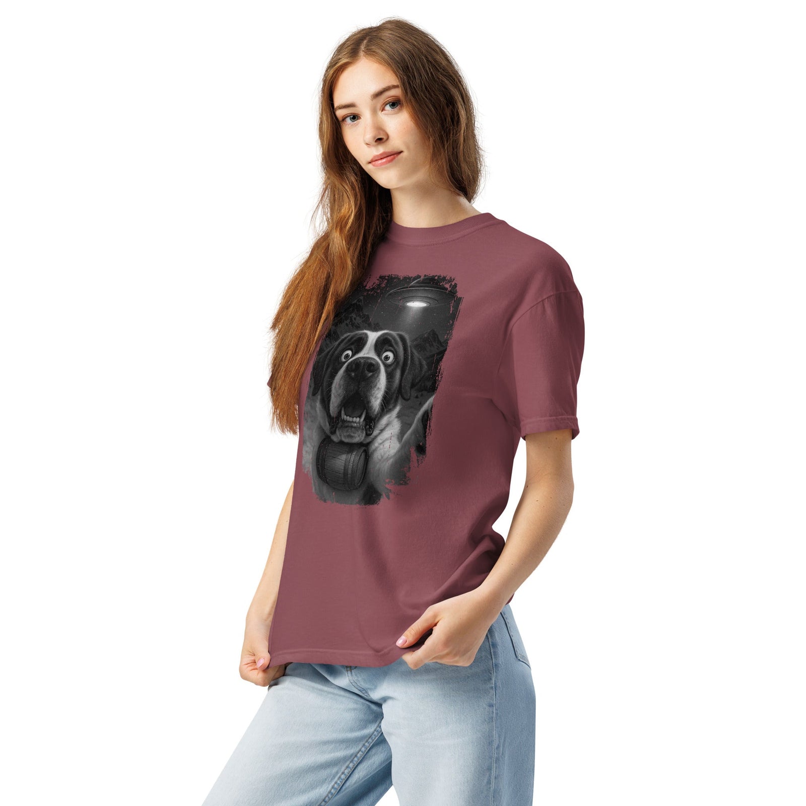 UFO Mountain Scaredy St Bernard T-Shirt - Lucy + Norman