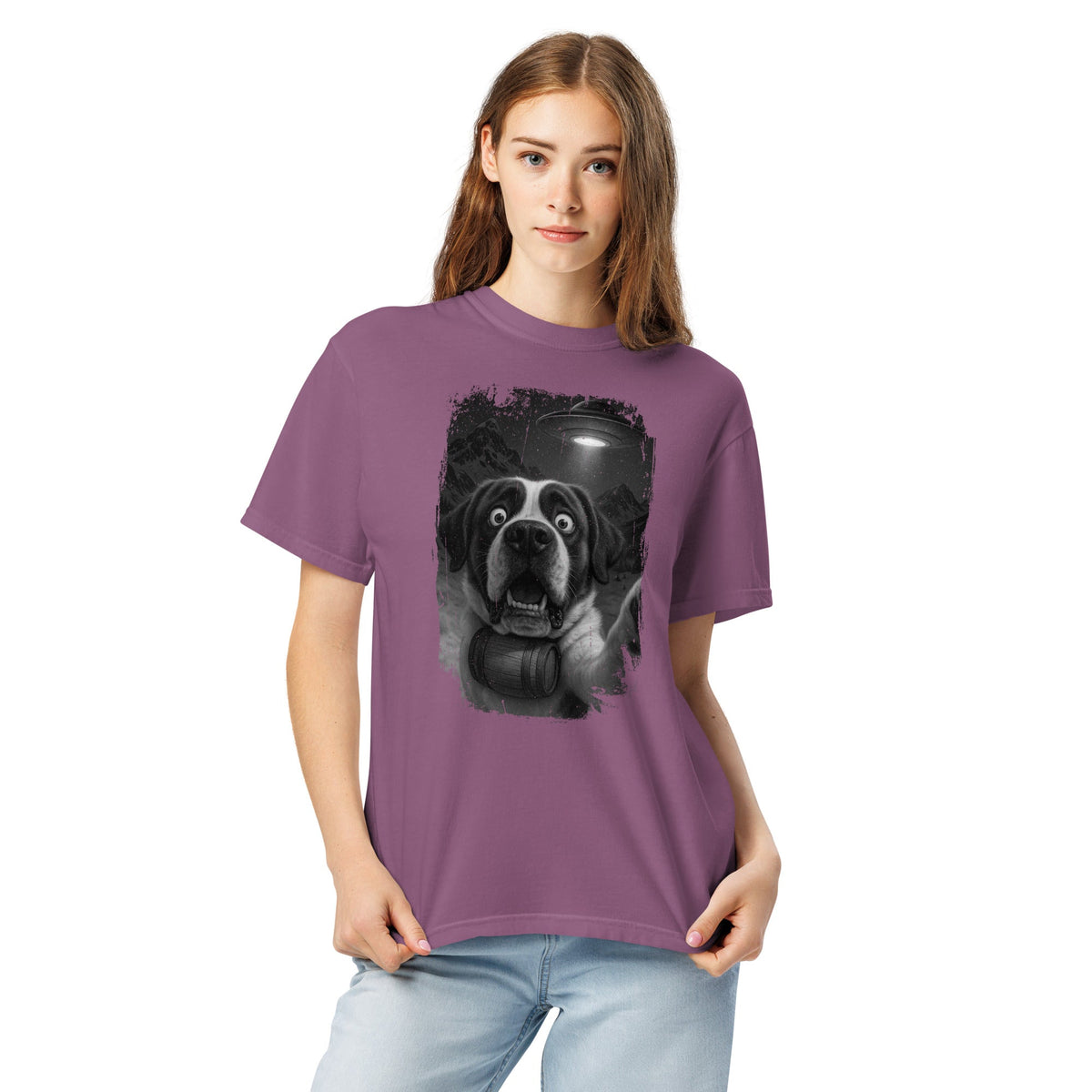 UFO Mountain Scaredy St Bernard T-Shirt - Lucy + Norman