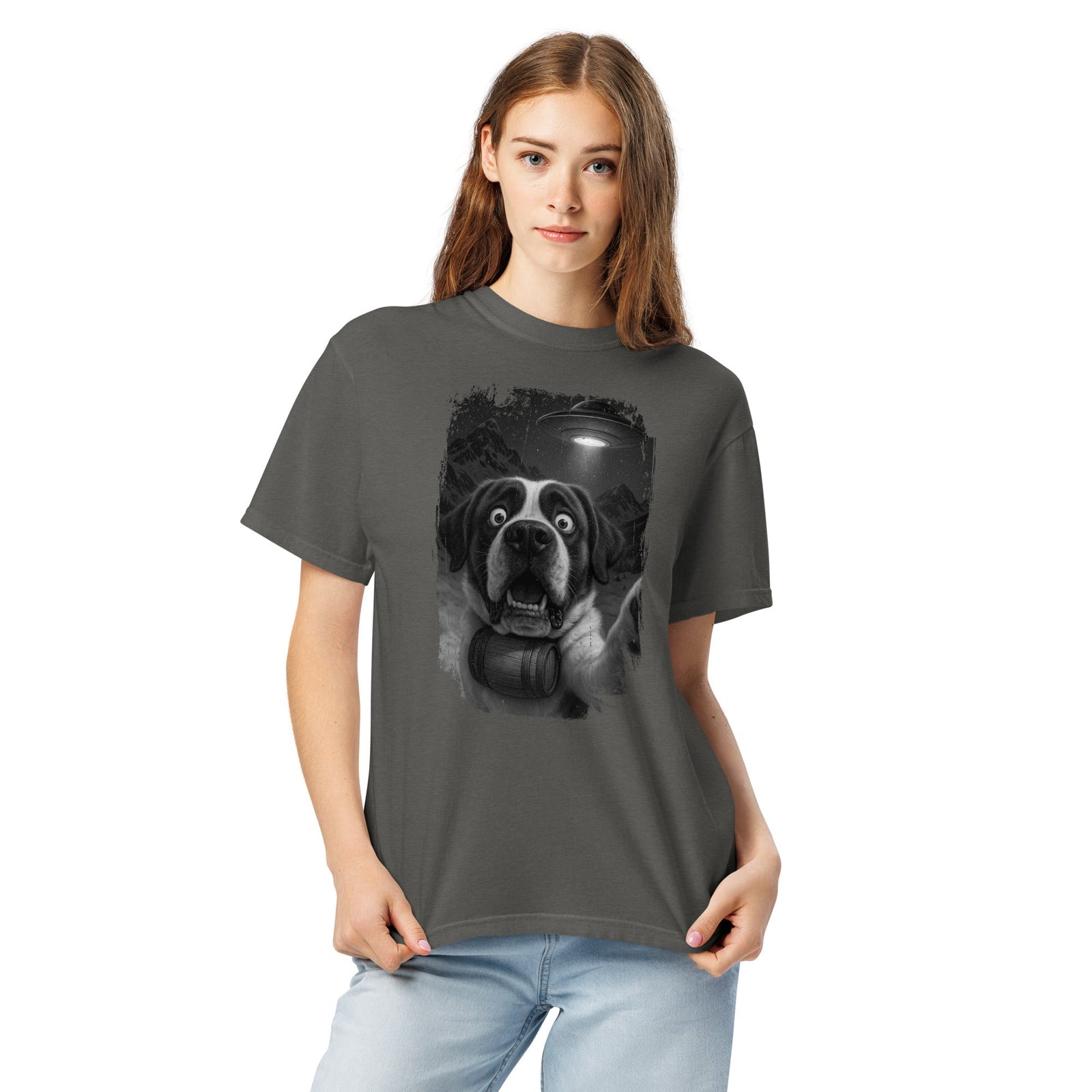 UFO Mountain Scaredy St Bernard T-Shirt - Lucy + Norman