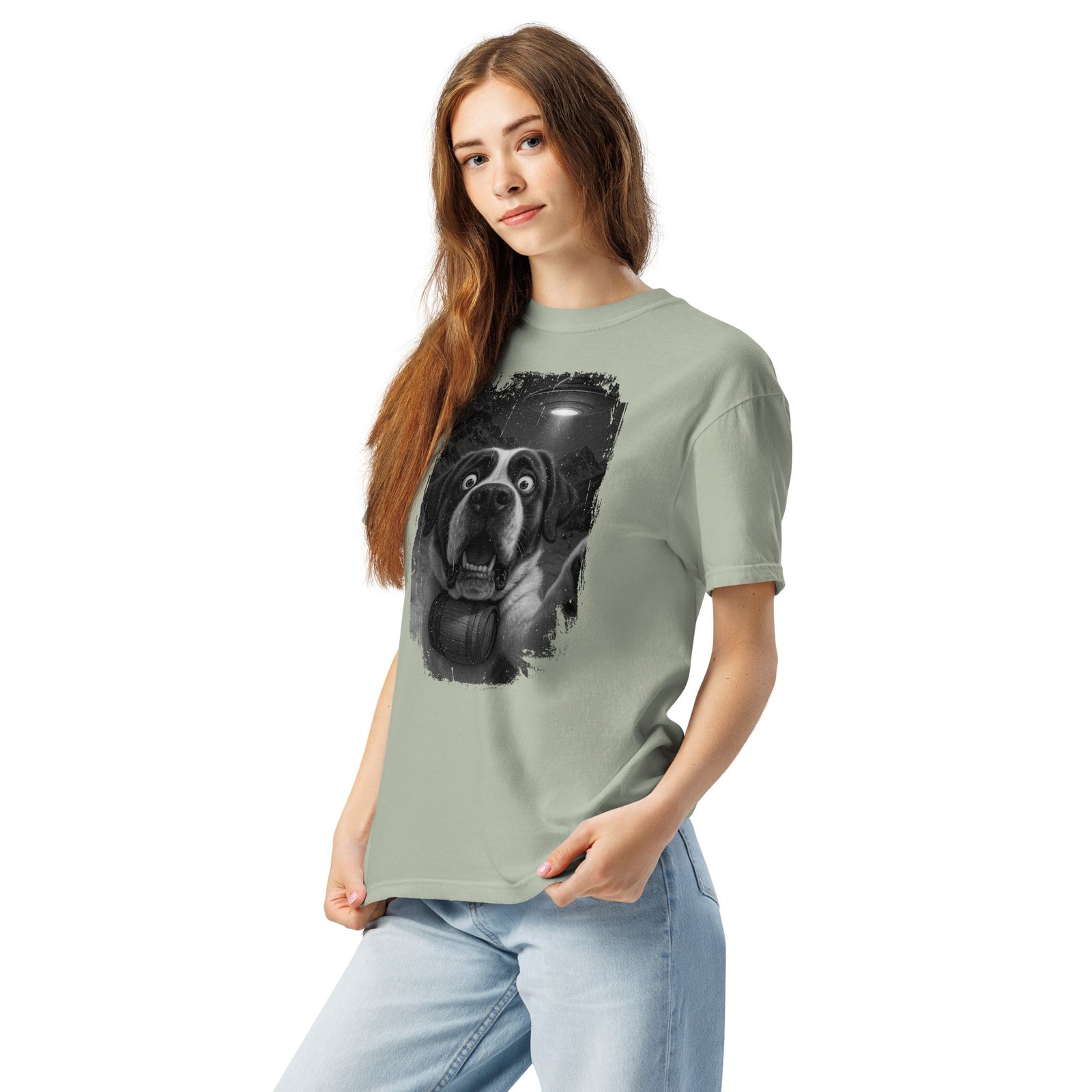 UFO Mountain Scaredy St Bernard T-Shirt - Lucy + Norman