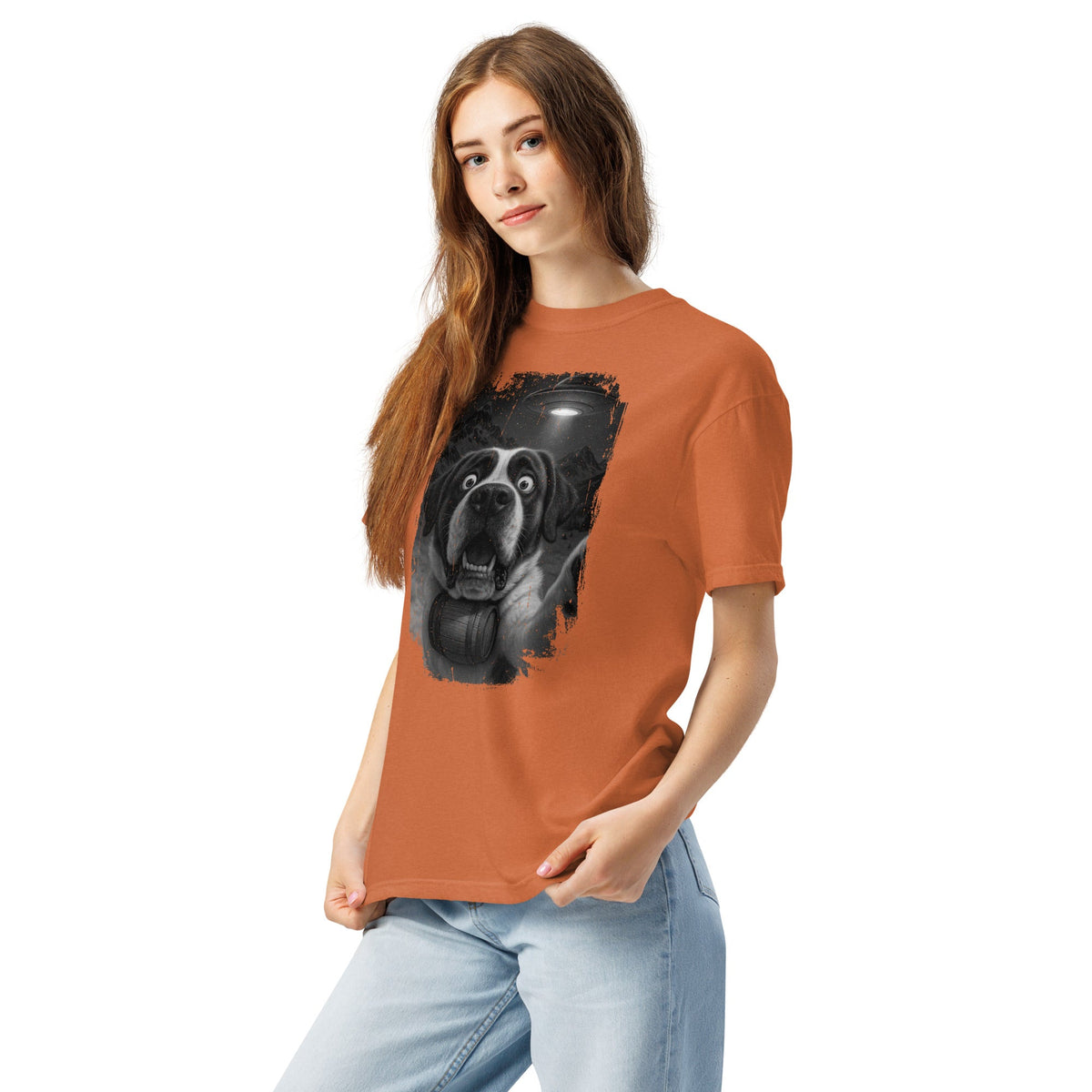 UFO Mountain Scaredy St Bernard T-Shirt - Lucy + Norman