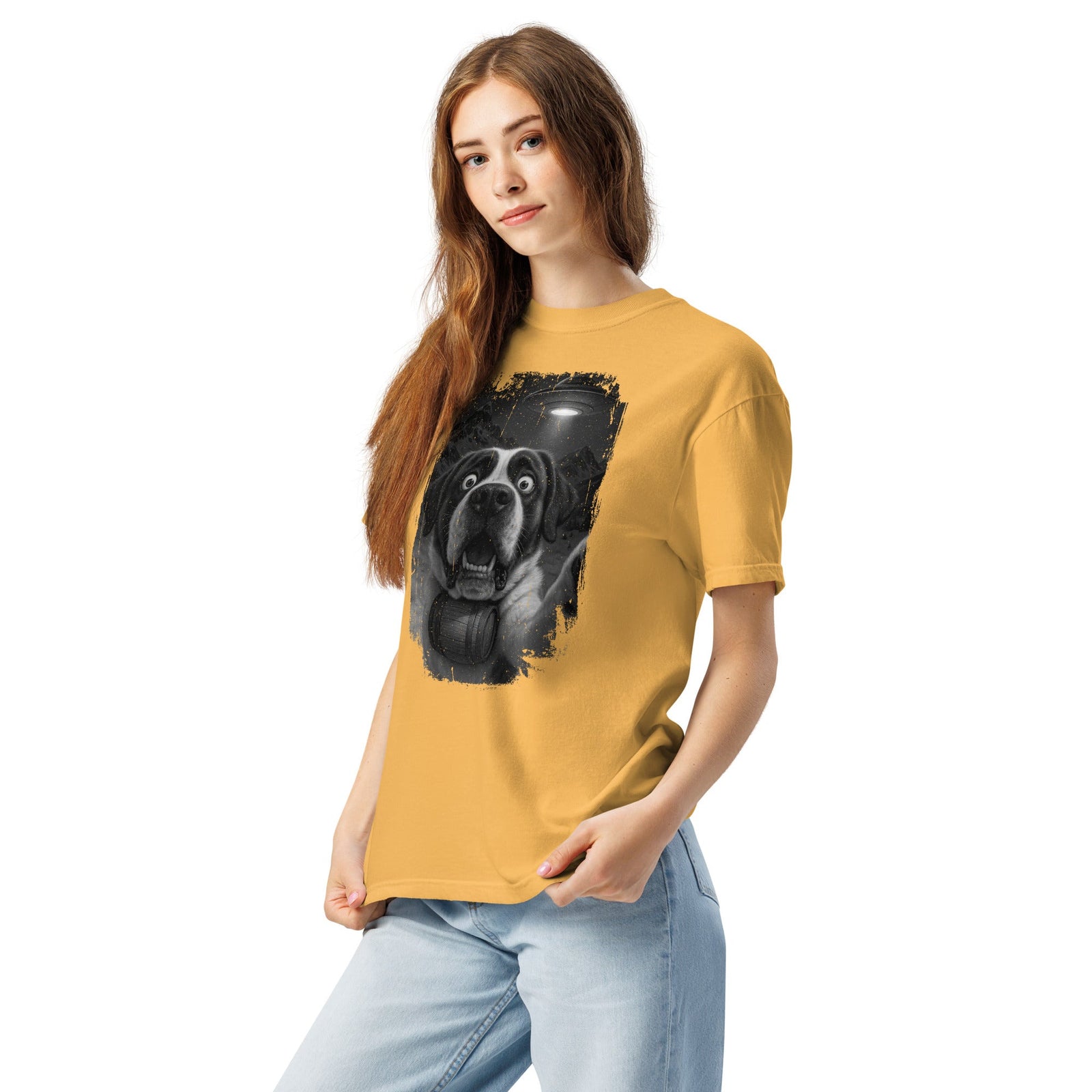 UFO Mountain Scaredy St Bernard T-Shirt - Lucy + Norman
