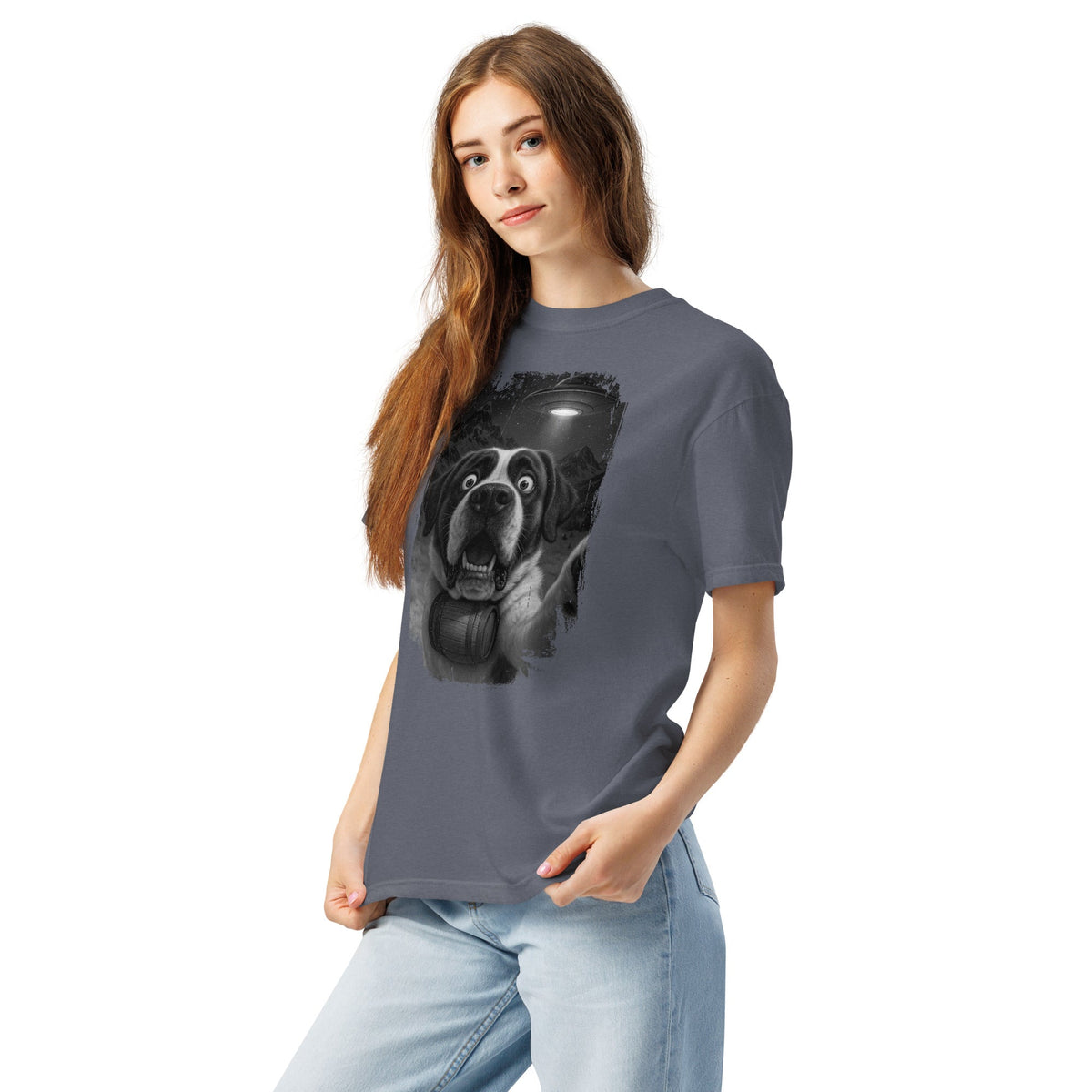 UFO Mountain Scaredy St Bernard T-Shirt - Lucy + Norman