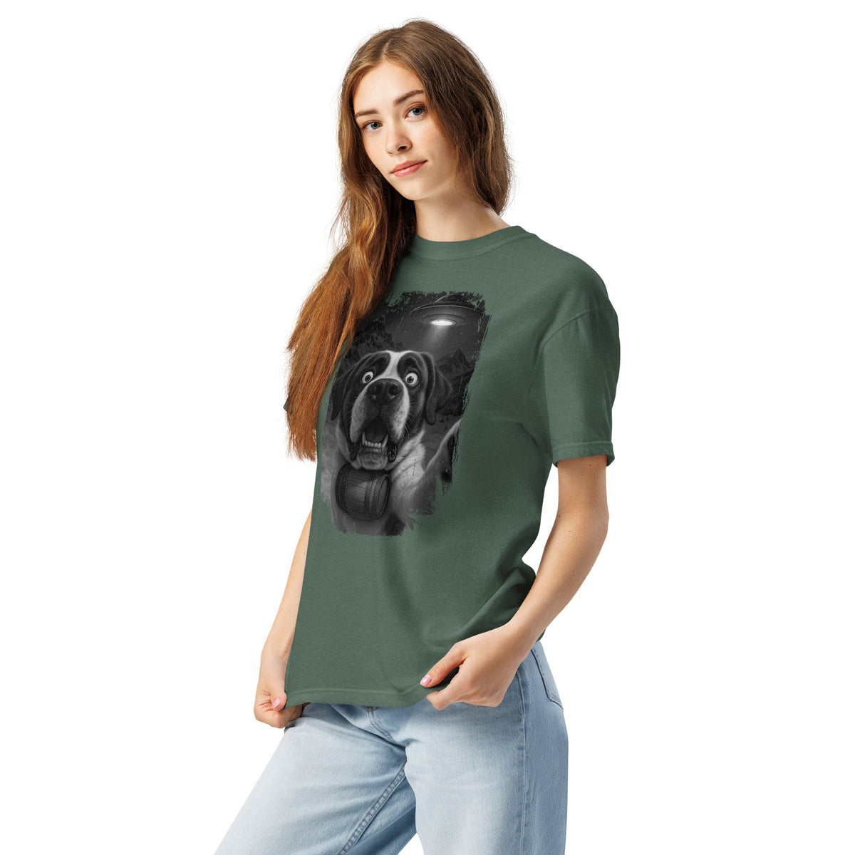 UFO Mountain Scaredy St Bernard T-Shirt - Lucy + Norman