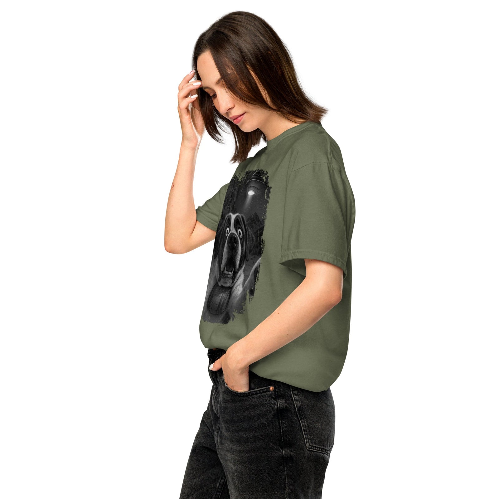 UFO Mountain Scaredy St Bernard T-Shirt - Lucy + Norman